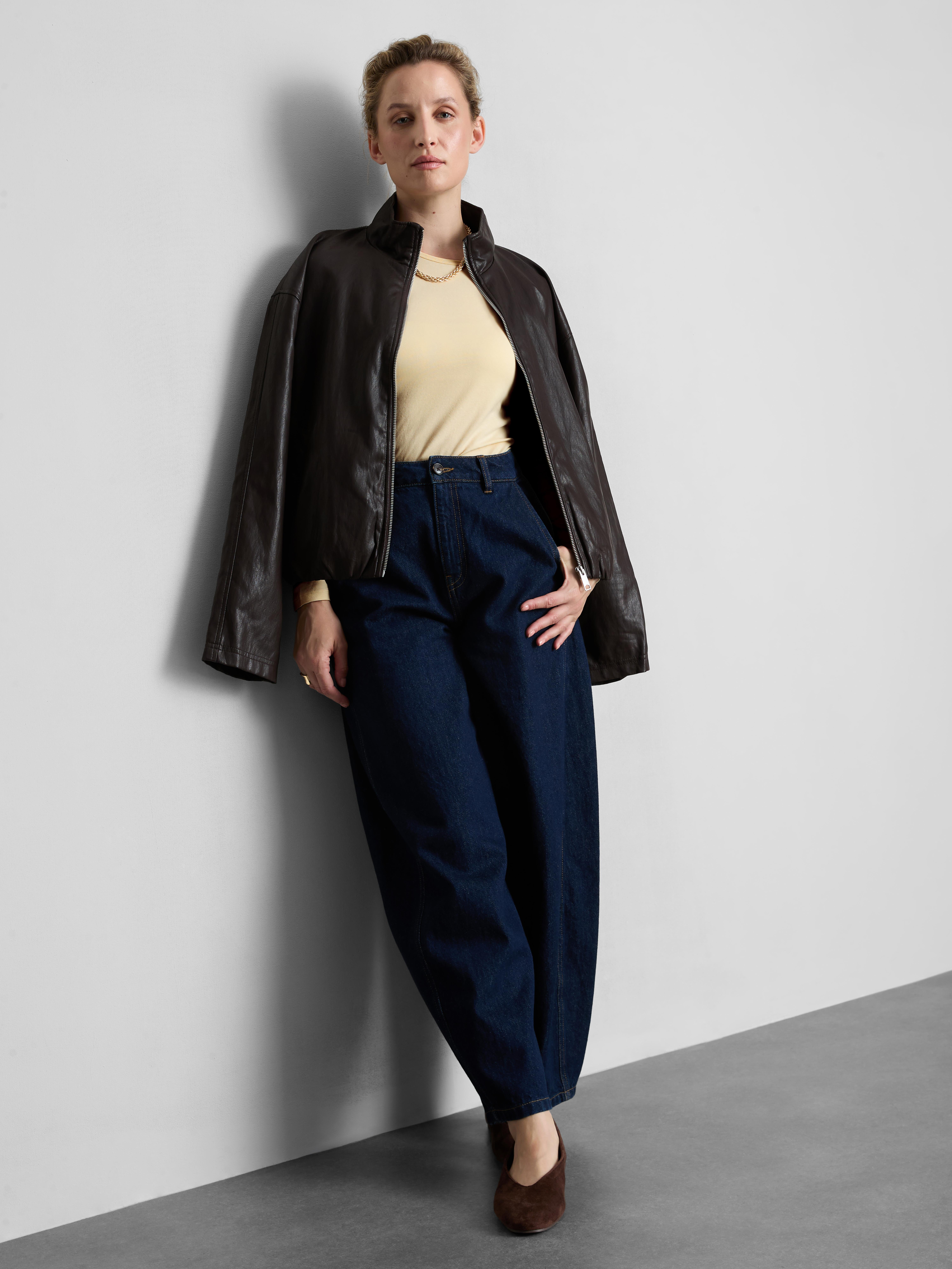 Cotton-Rich Stretch Long-Sleeve Crewneck Top