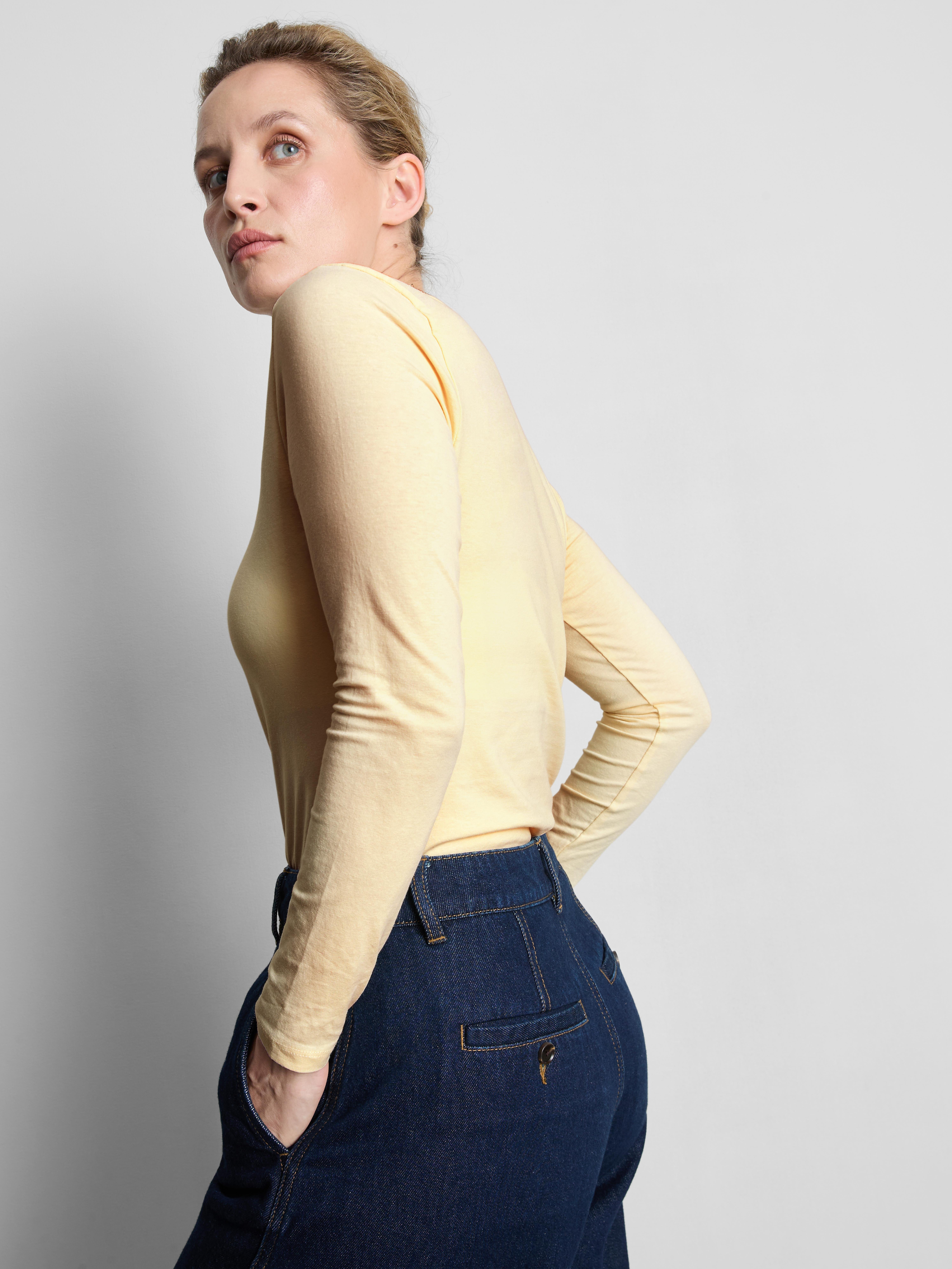 Cotton-Rich Stretch Long-Sleeve Crewneck Top