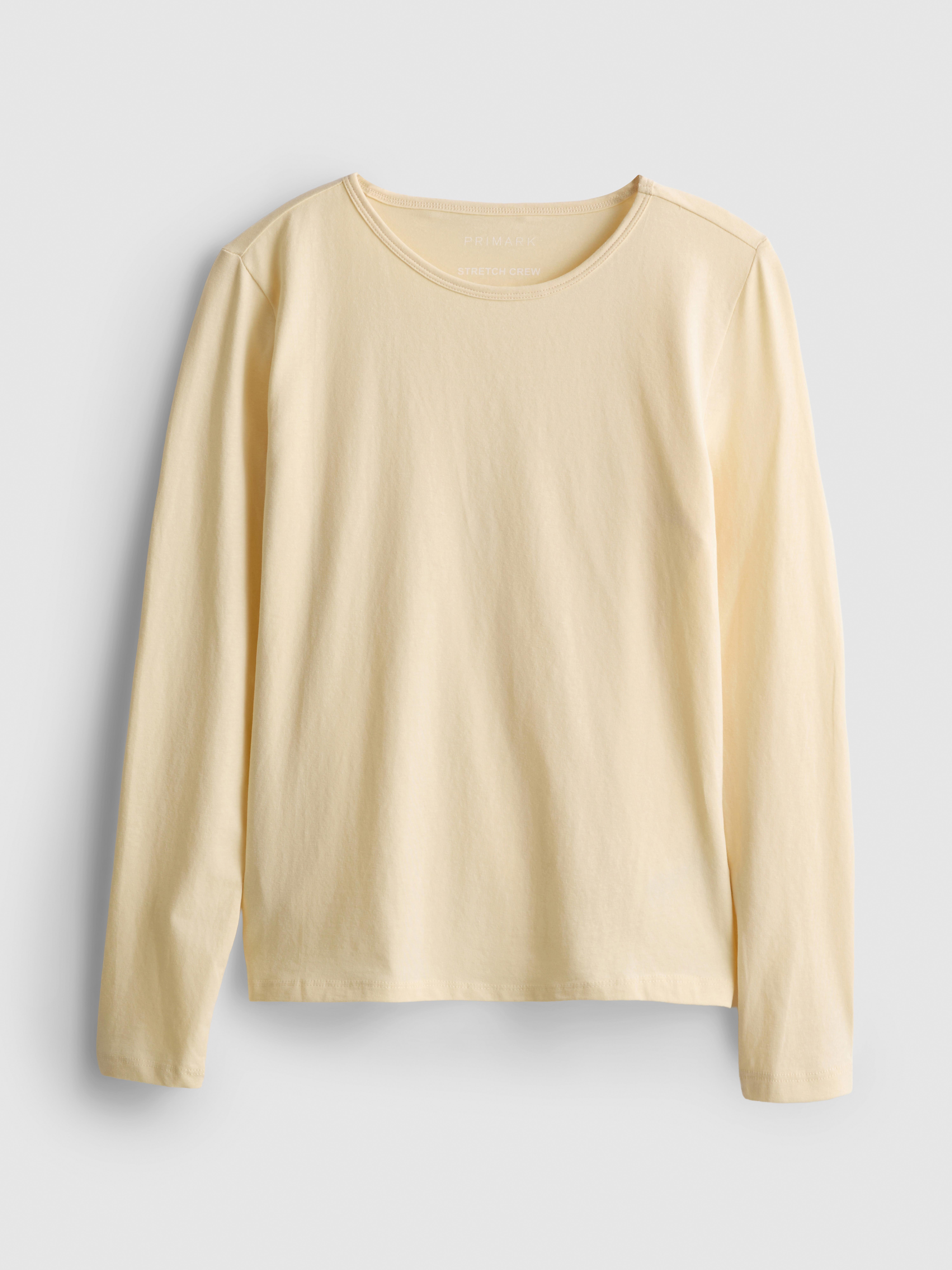 Cotton-Rich Stretch Long-Sleeve Crewneck Top