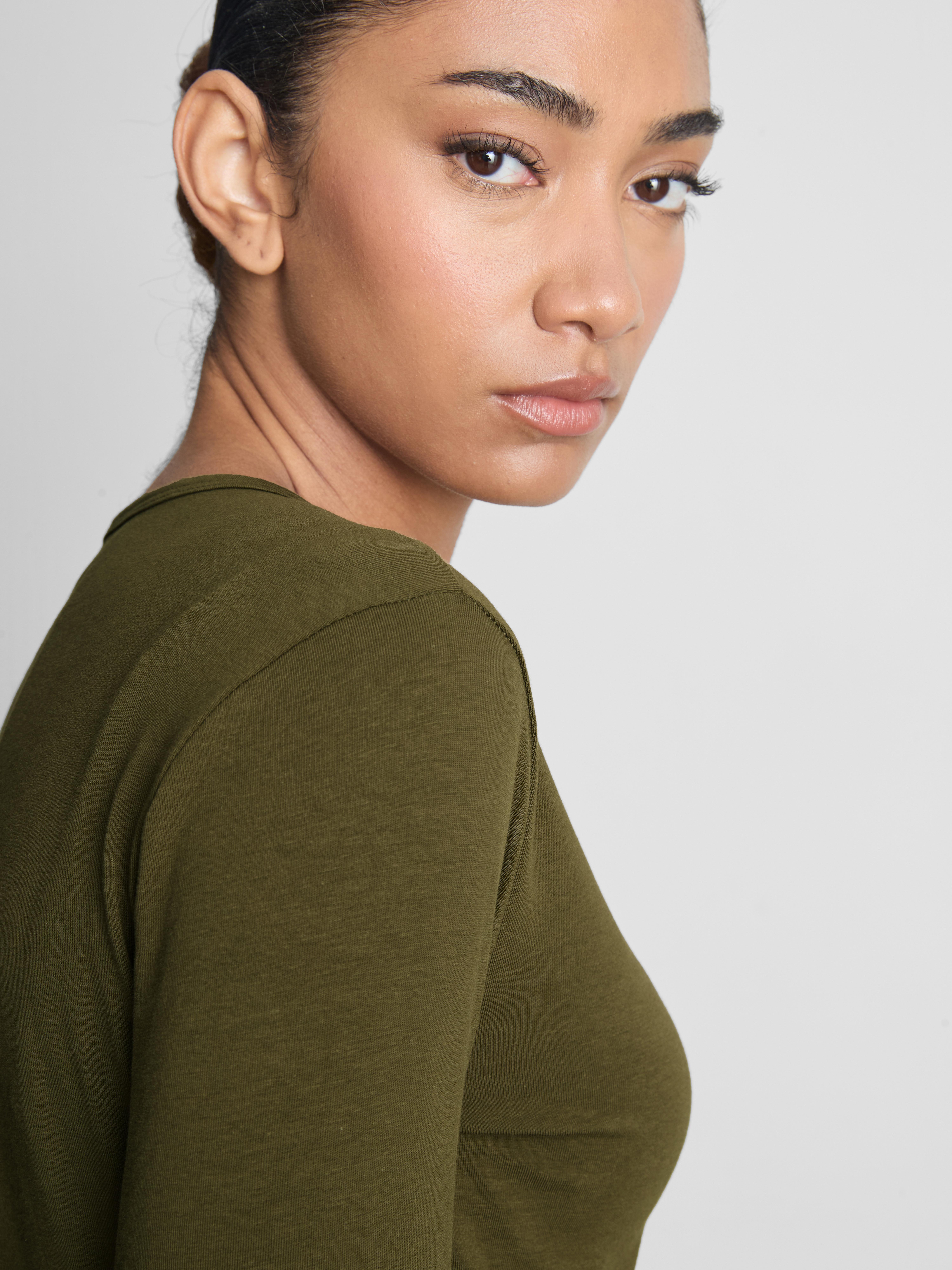 Cotton-Rich Stretch Long-Sleeve Crewneck Top