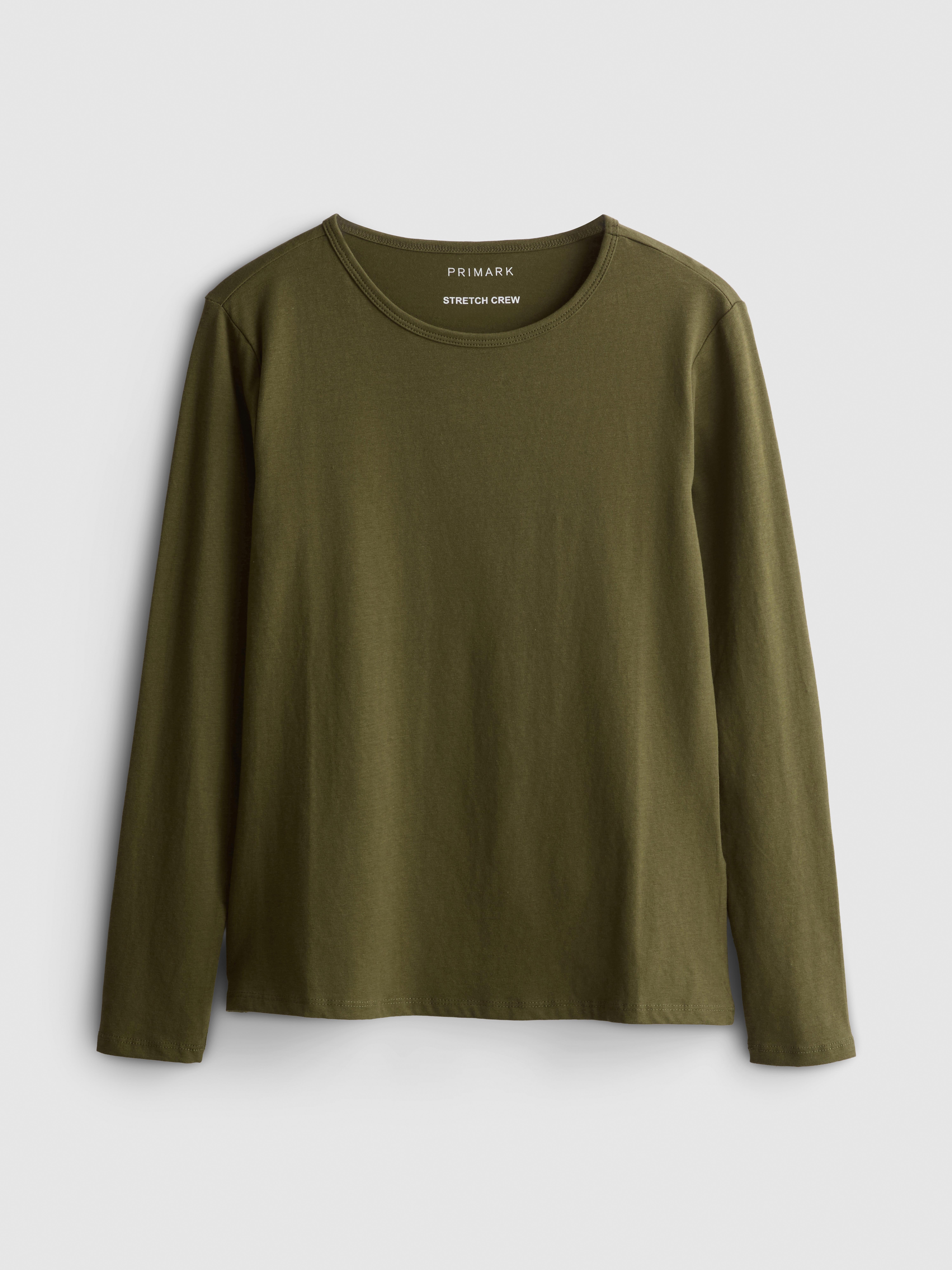 Cotton-Rich Stretch Long-Sleeve Crewneck Top