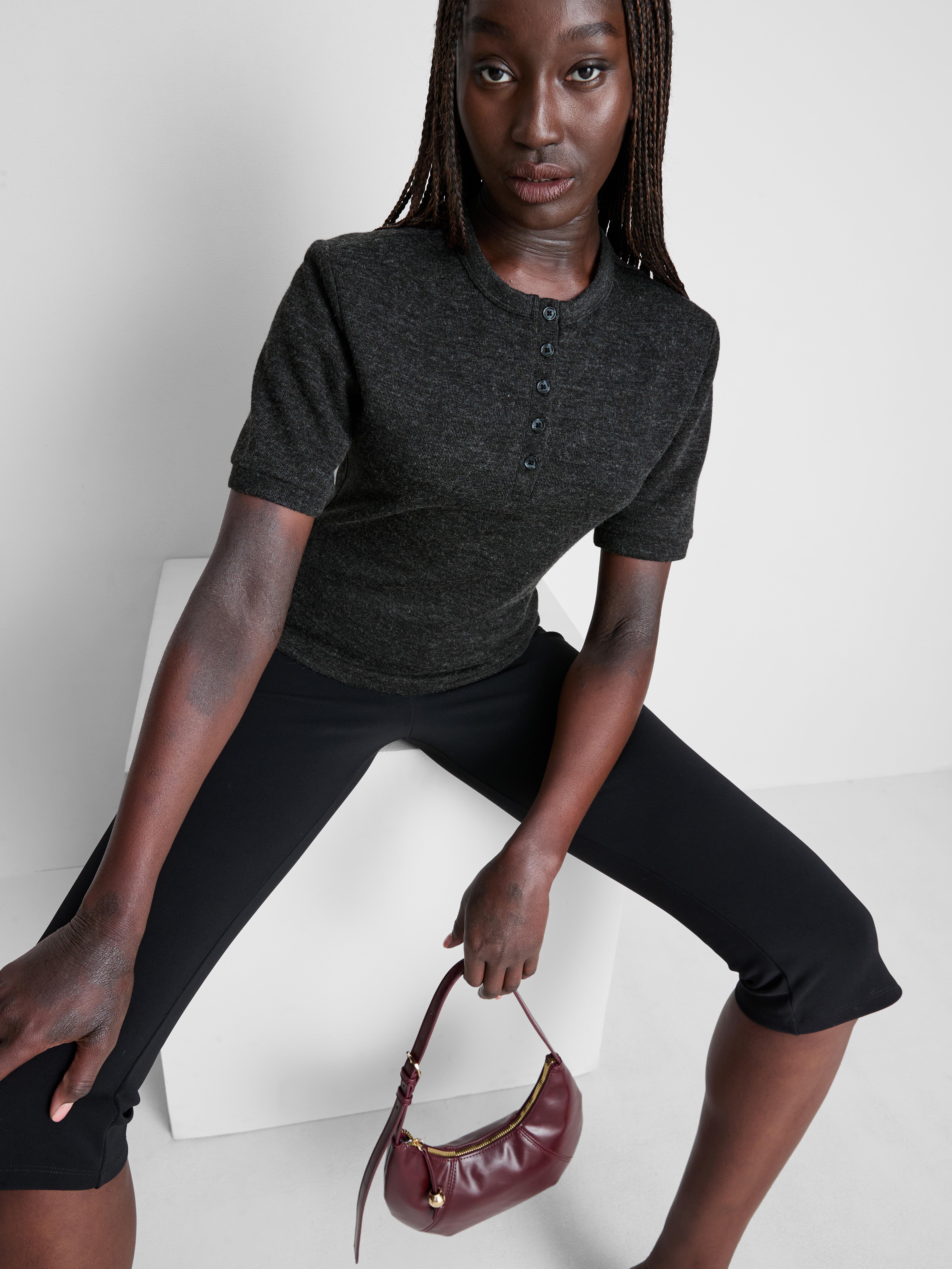 Button Down Shoulder Pad Tee