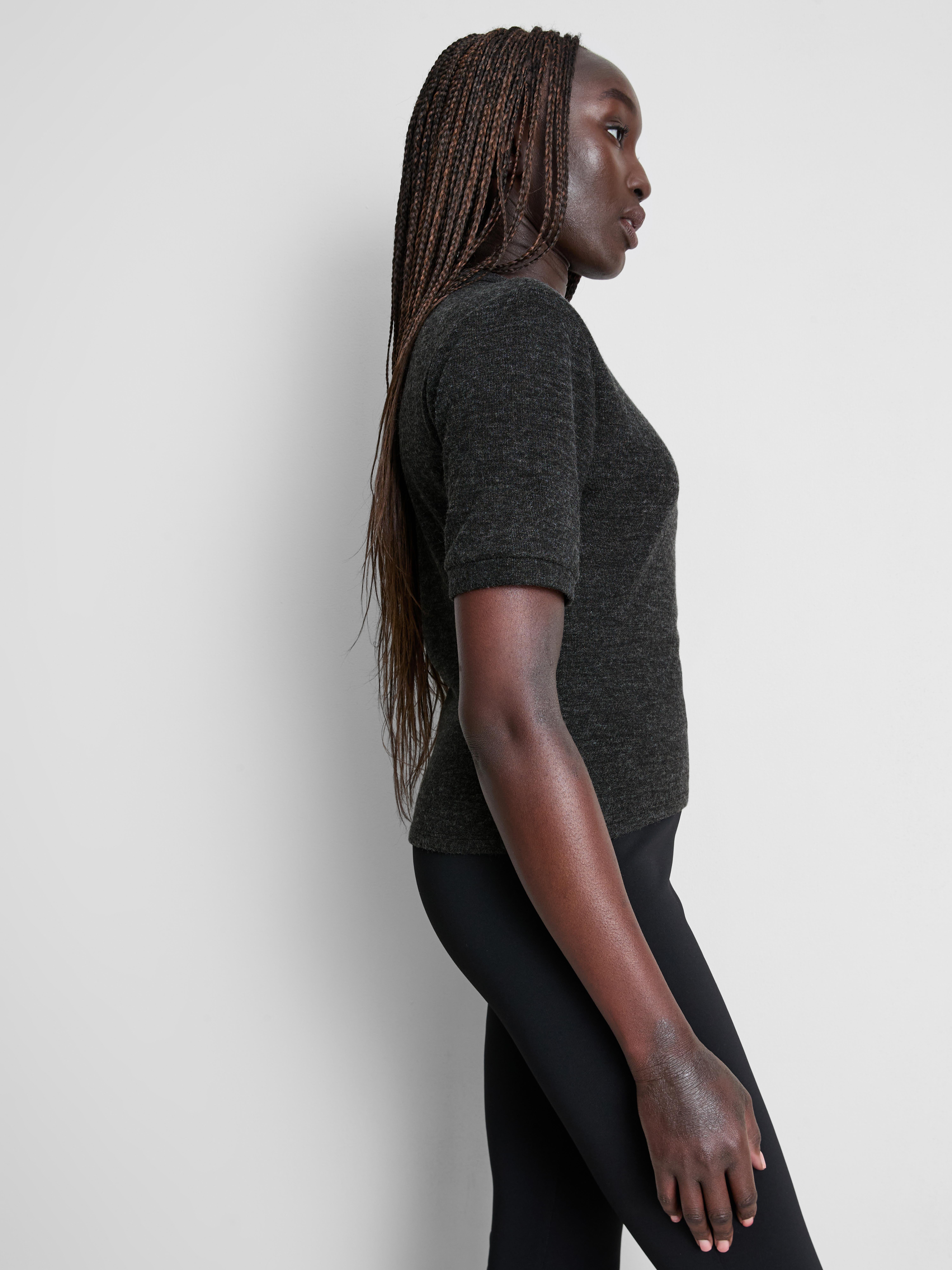 Button Down Shoulder Pad Tee