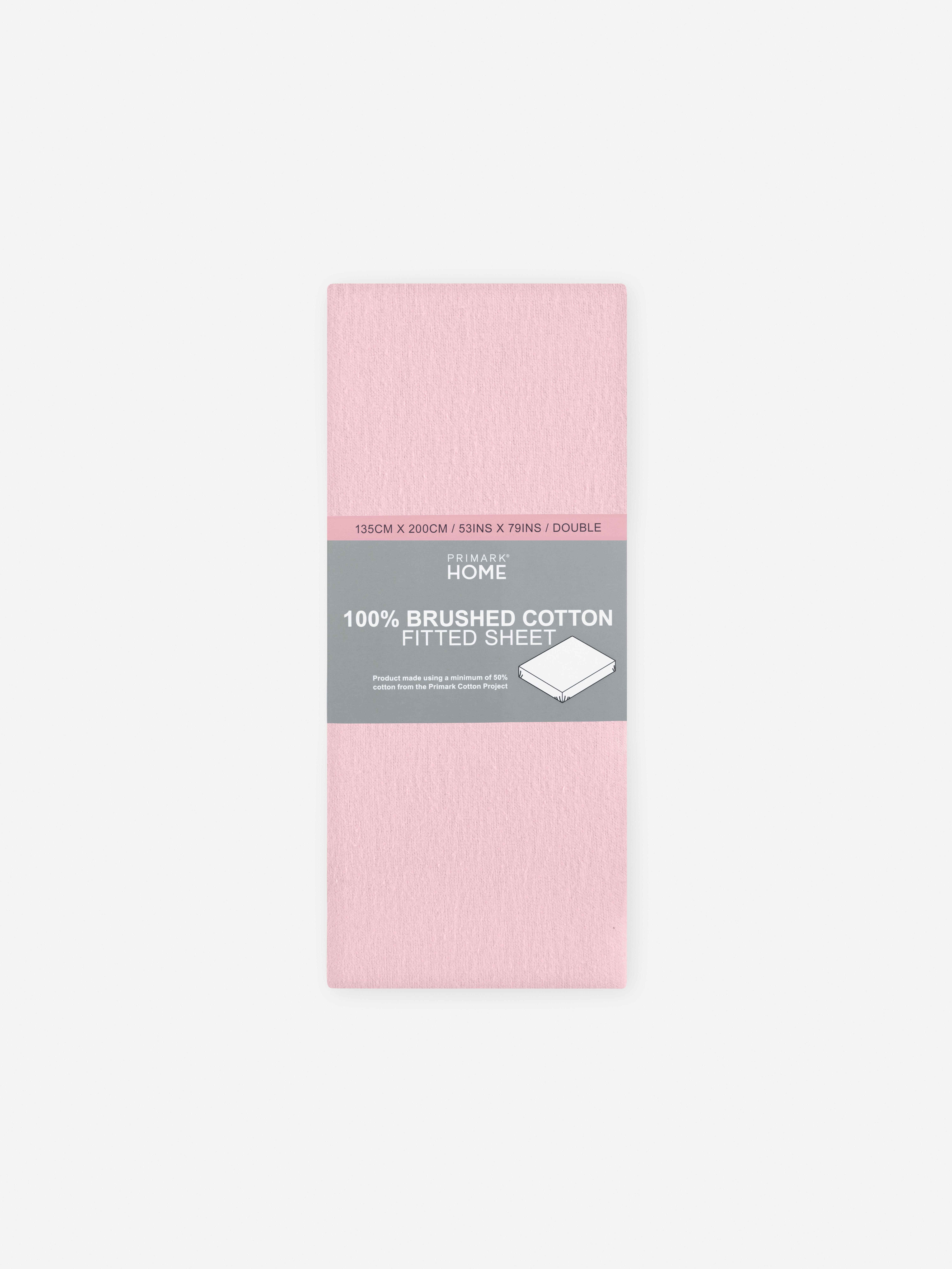 Pure Cotton Brushed Double Fitted Sheet