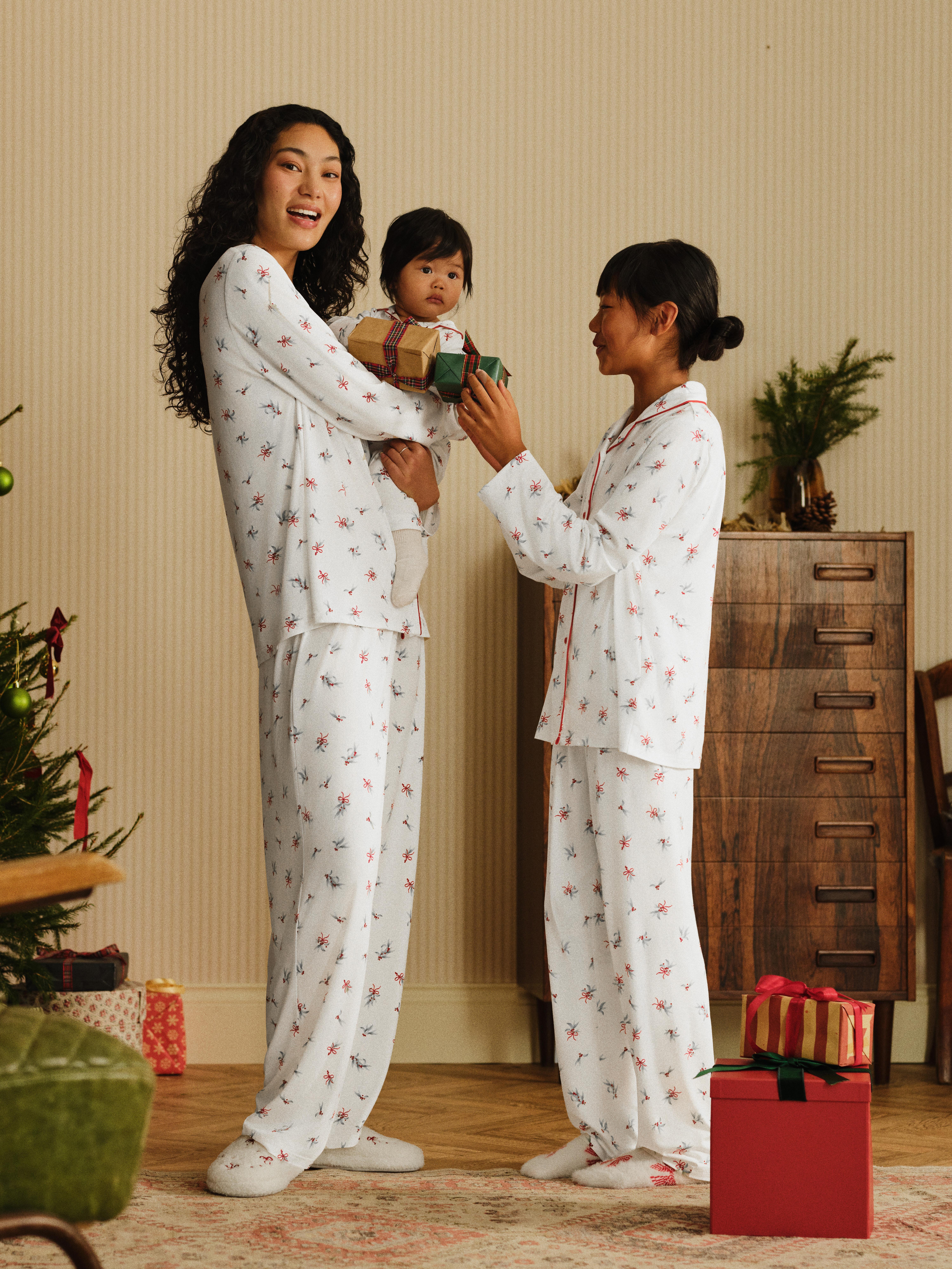 Pijama estilo Boyfriend condizer Natal azevinho mulher - Creme - Mulher ...
