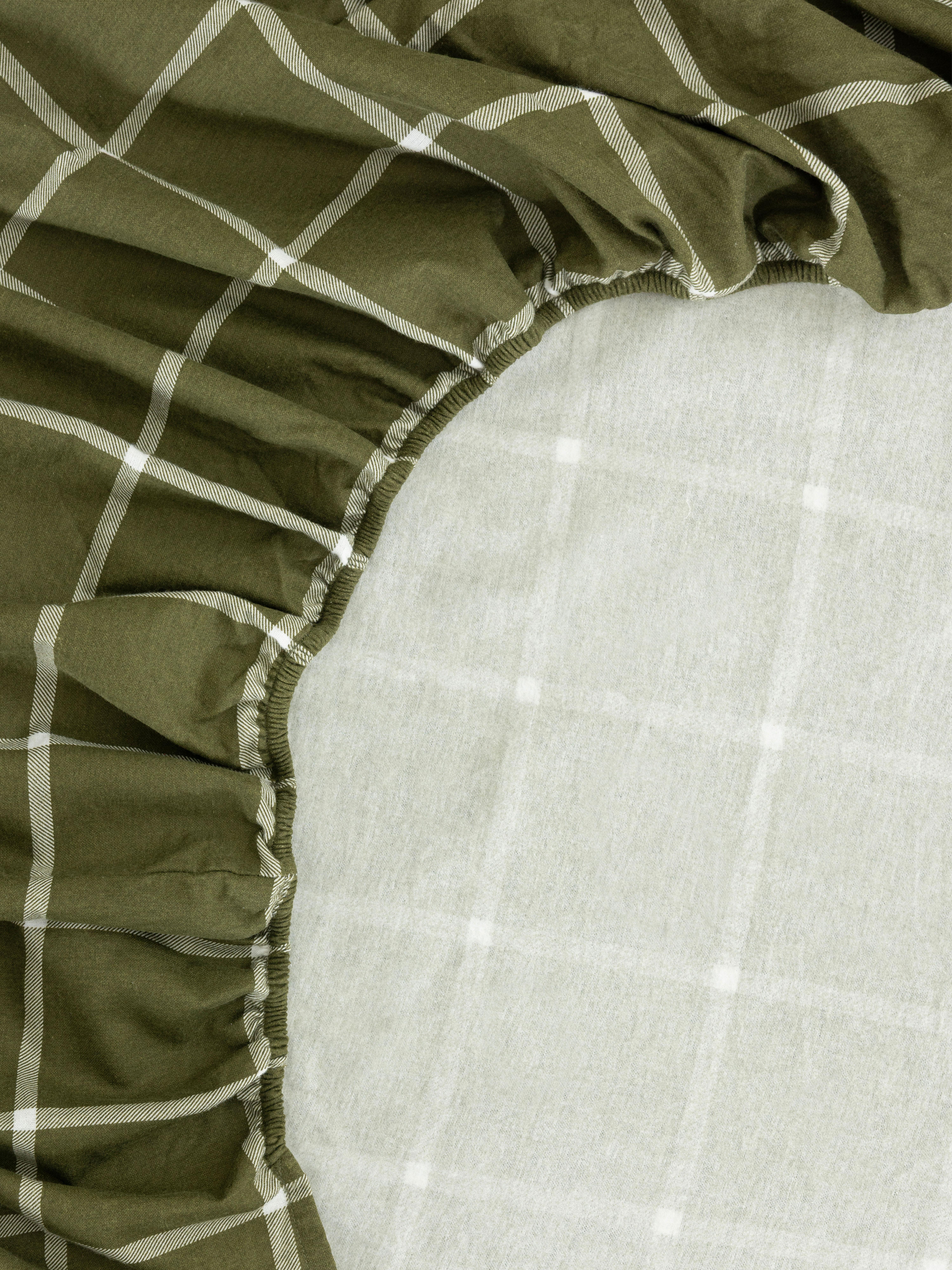 Brushed Pure Cotton Check Double Fitted Sheet