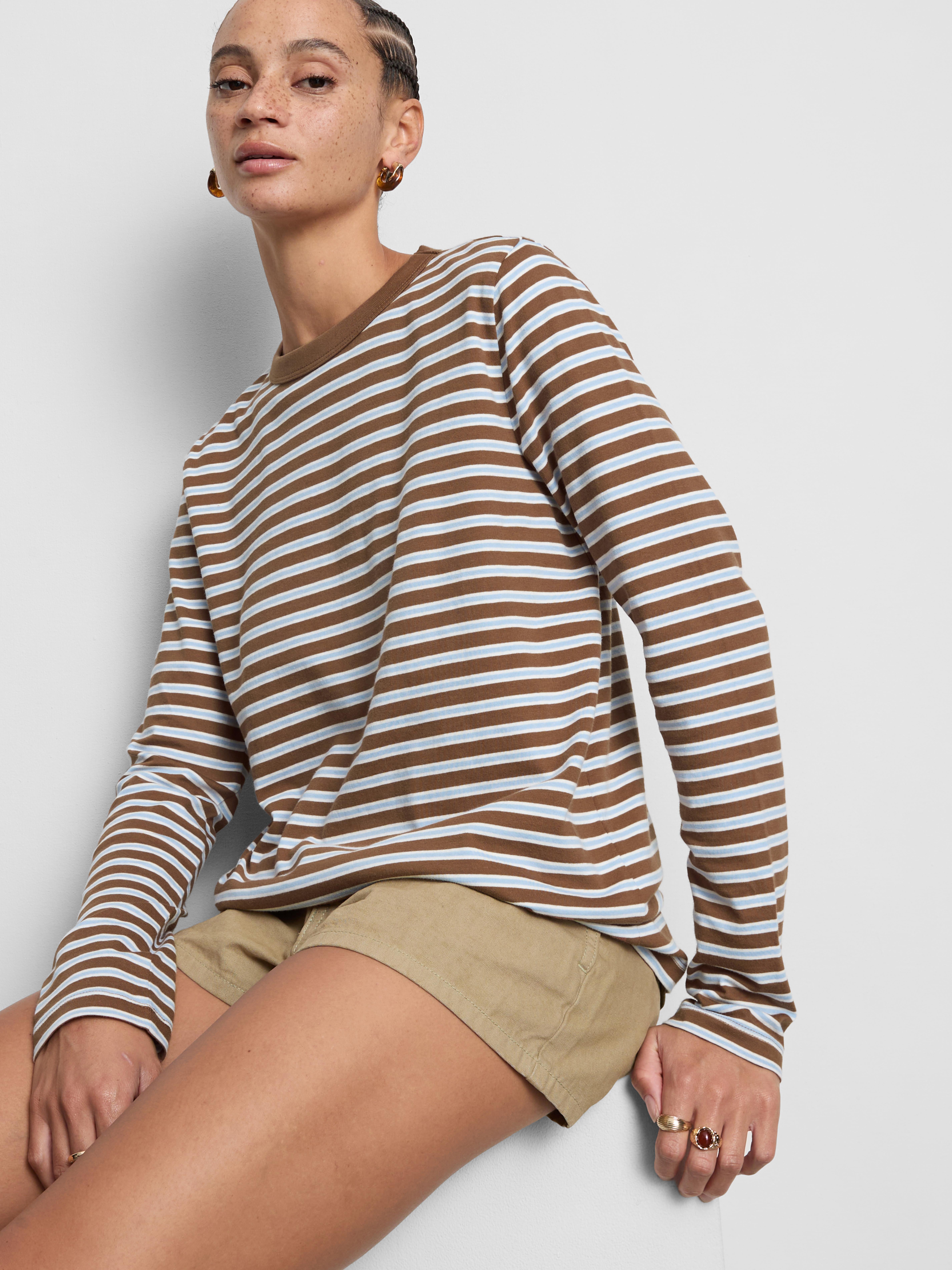 Pure Cotton Striped Long Sleeved Tee