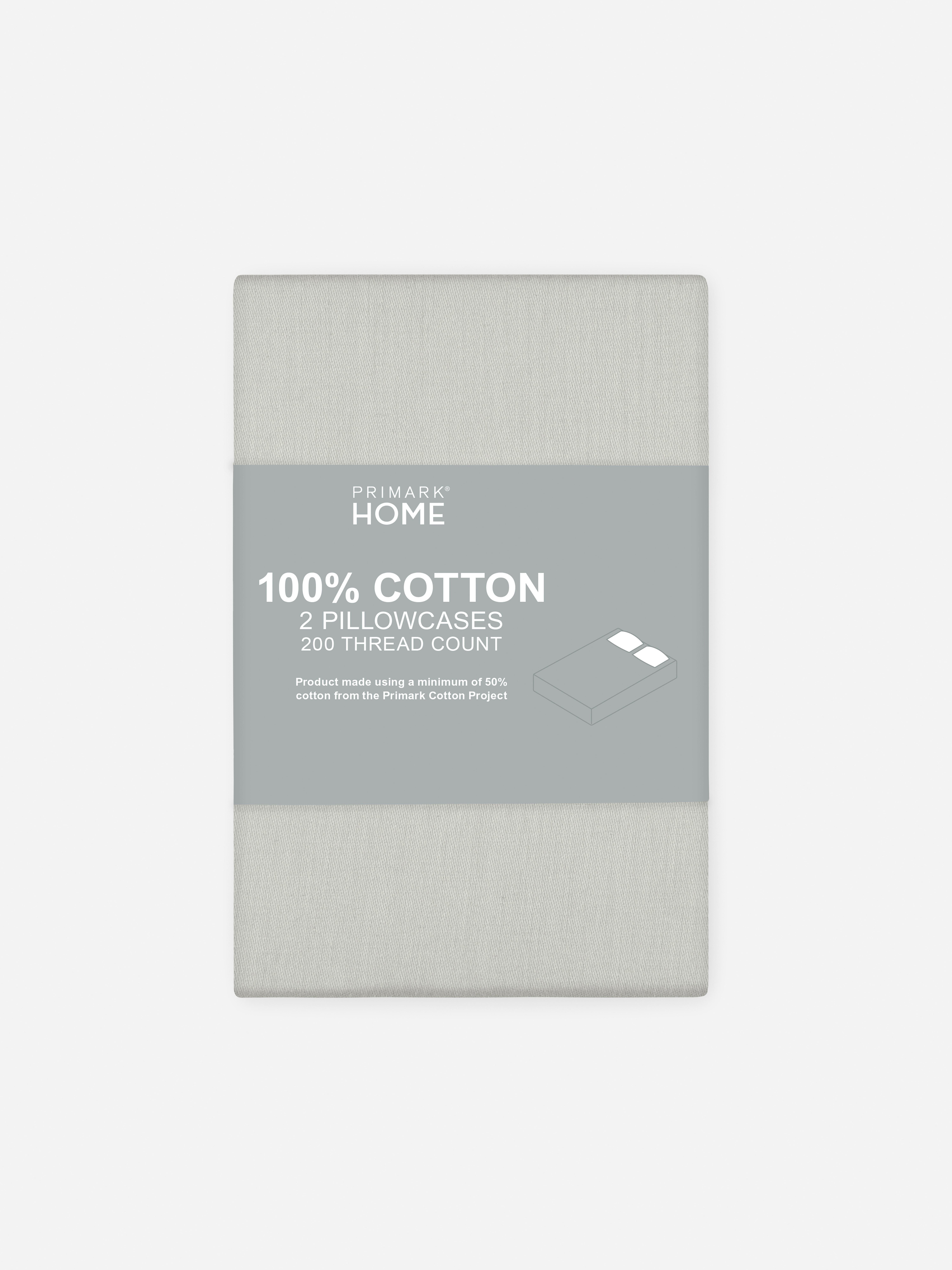 2pk Pure Cotton Pillowcases