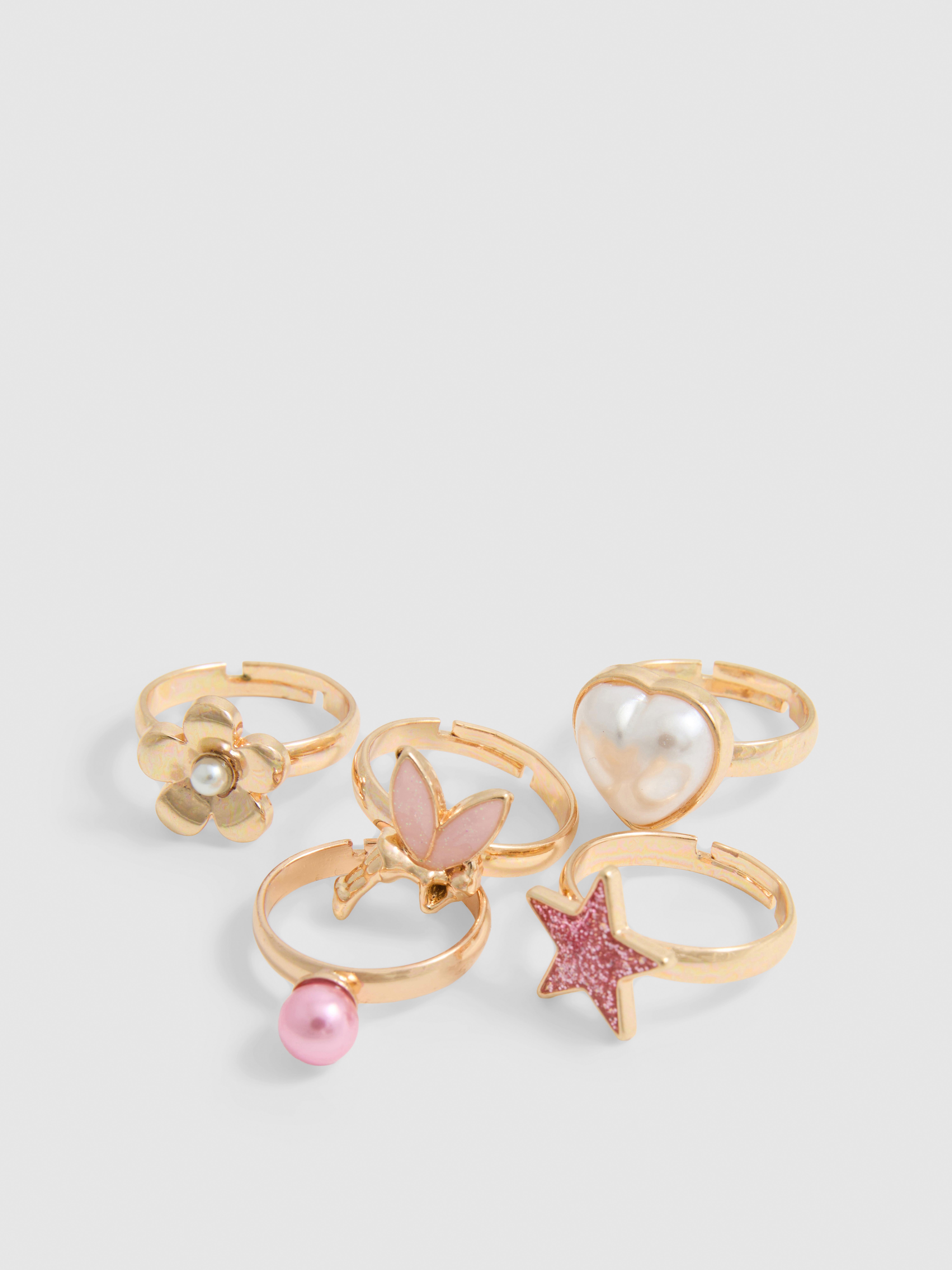 5pk Mixed Charm Ring Set