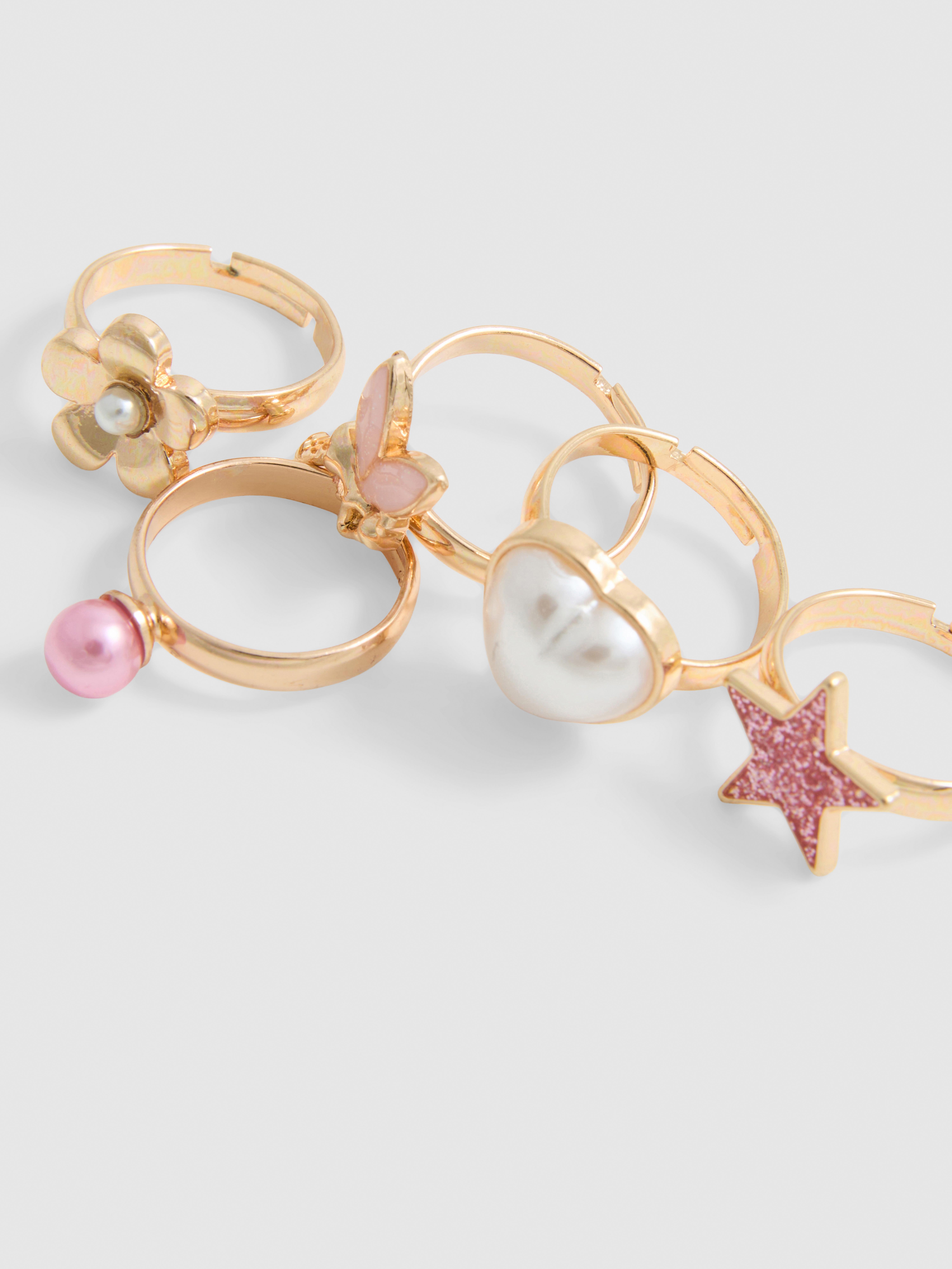 5pk Mixed Charm Ring Set