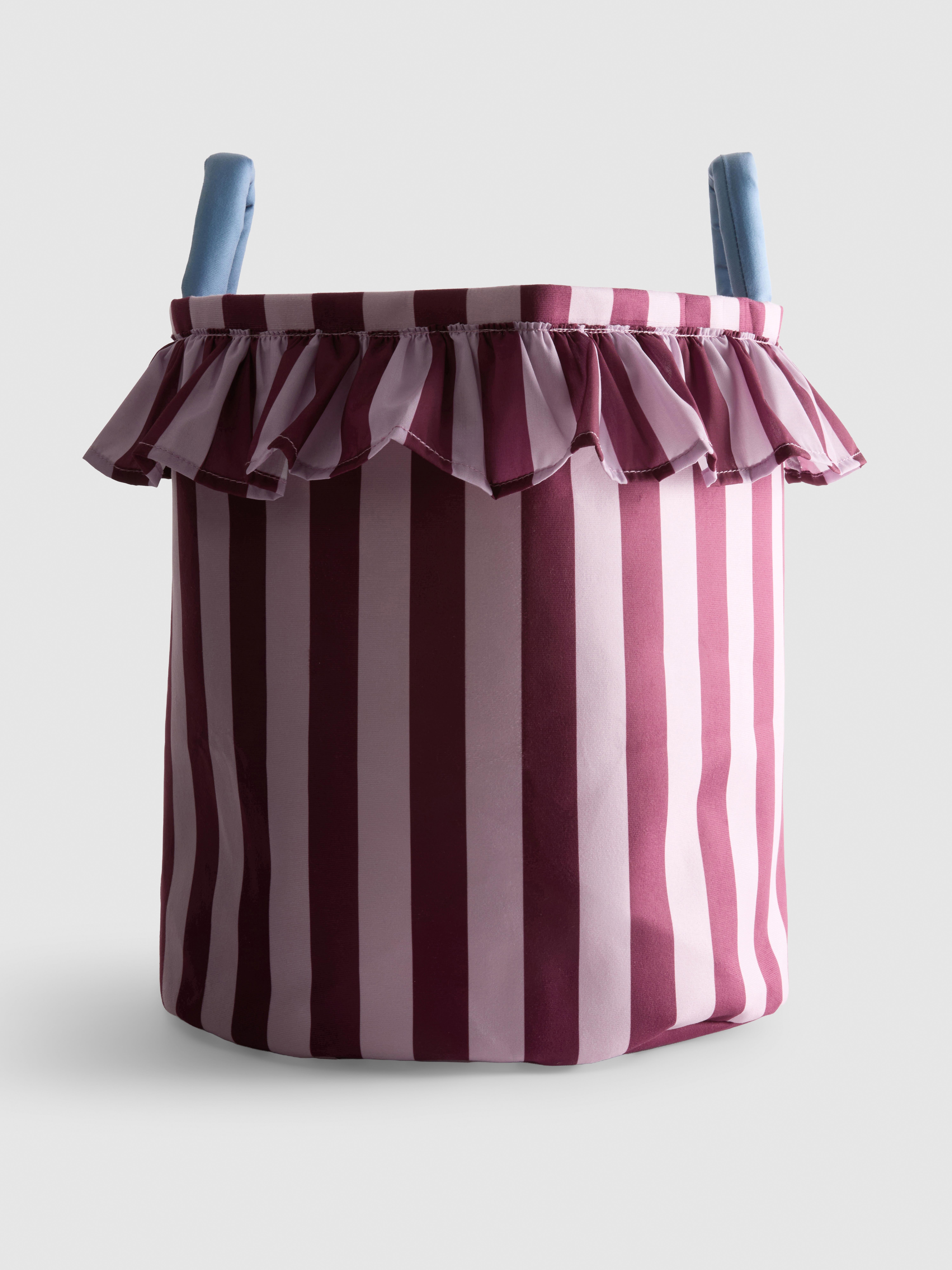 Frill Striped Laundry Basket