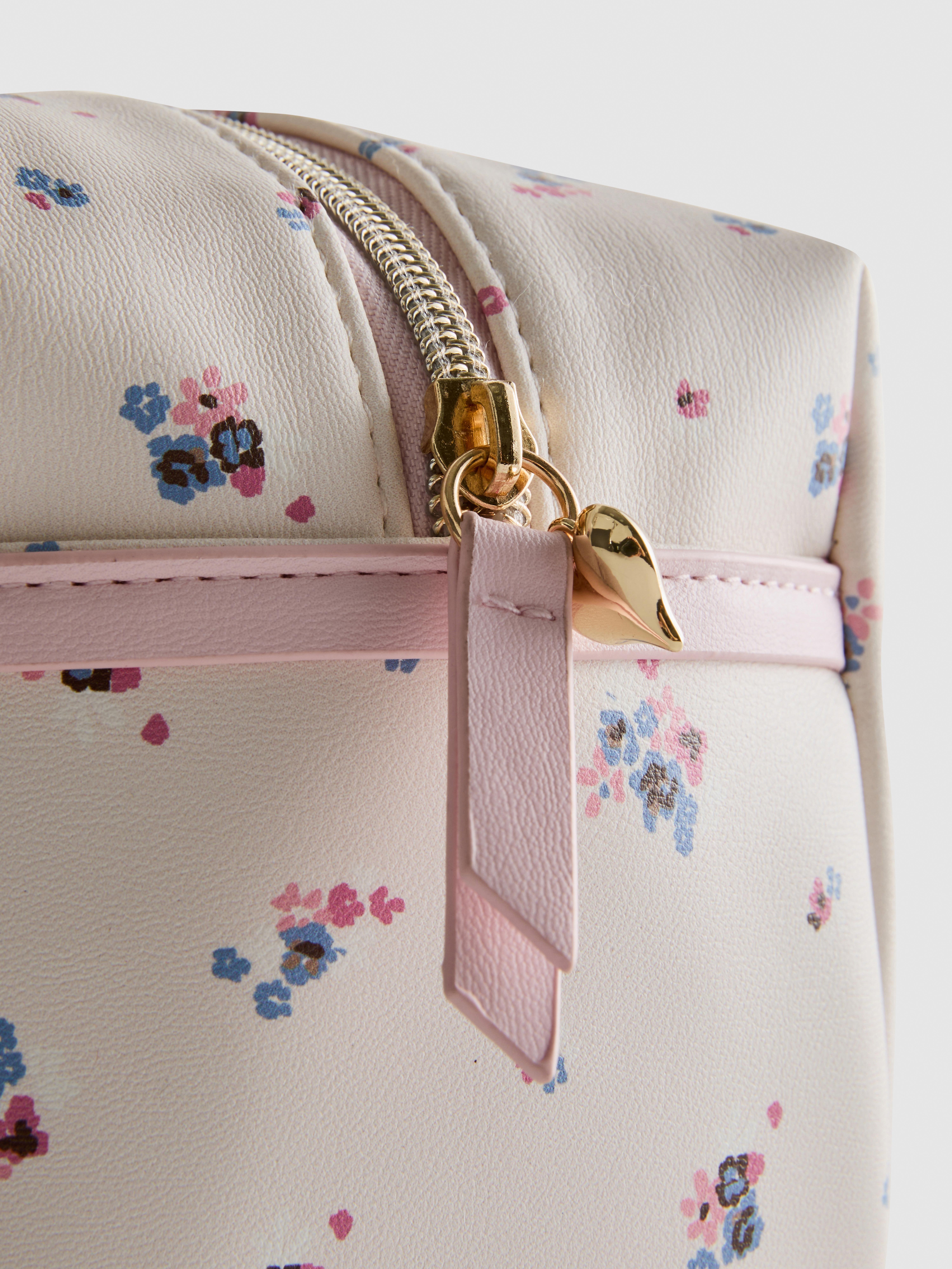 Ditsy Floral Faux Leather Makeup Bag