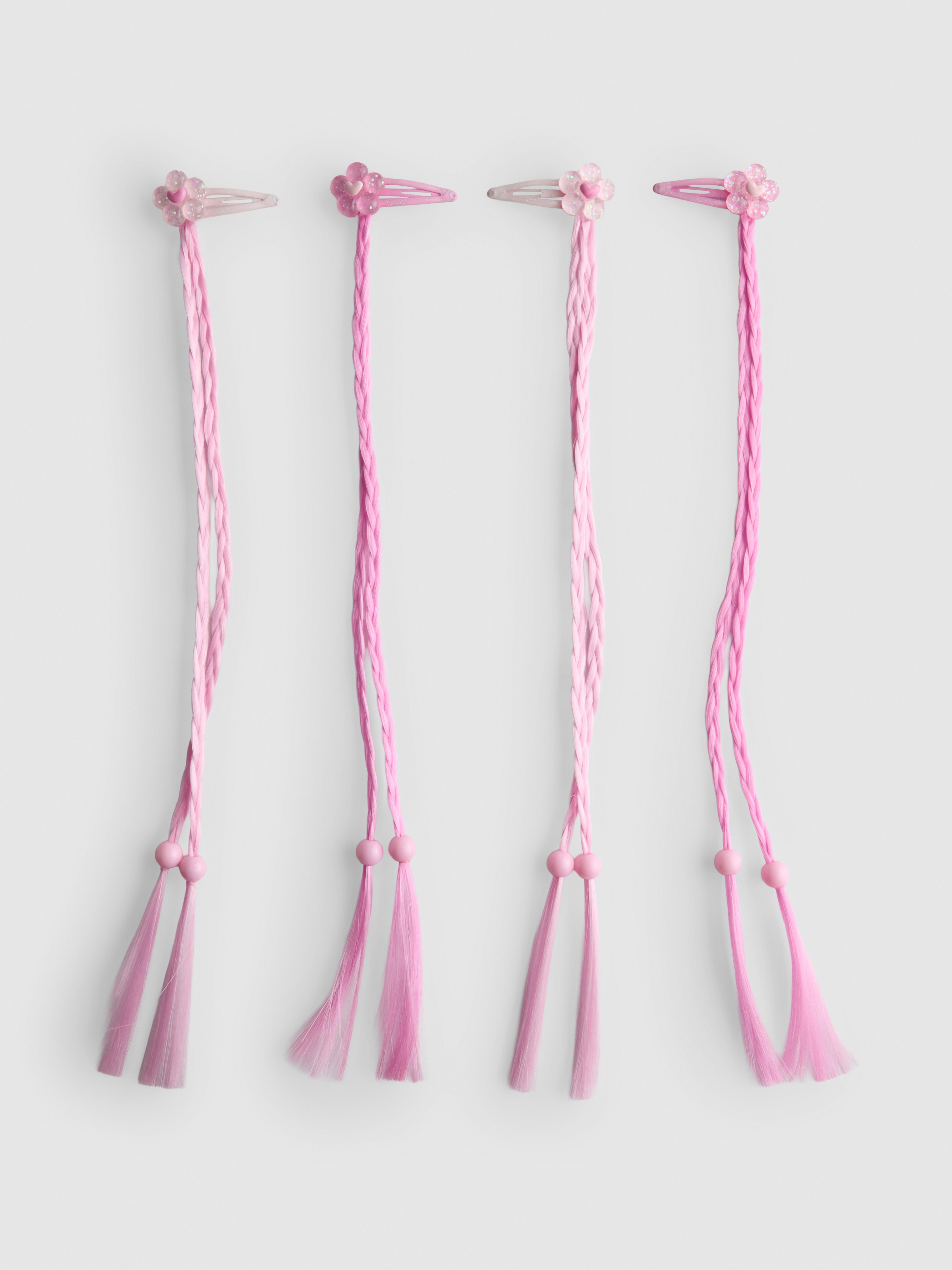 4pk Flower Braid Hair Clips
