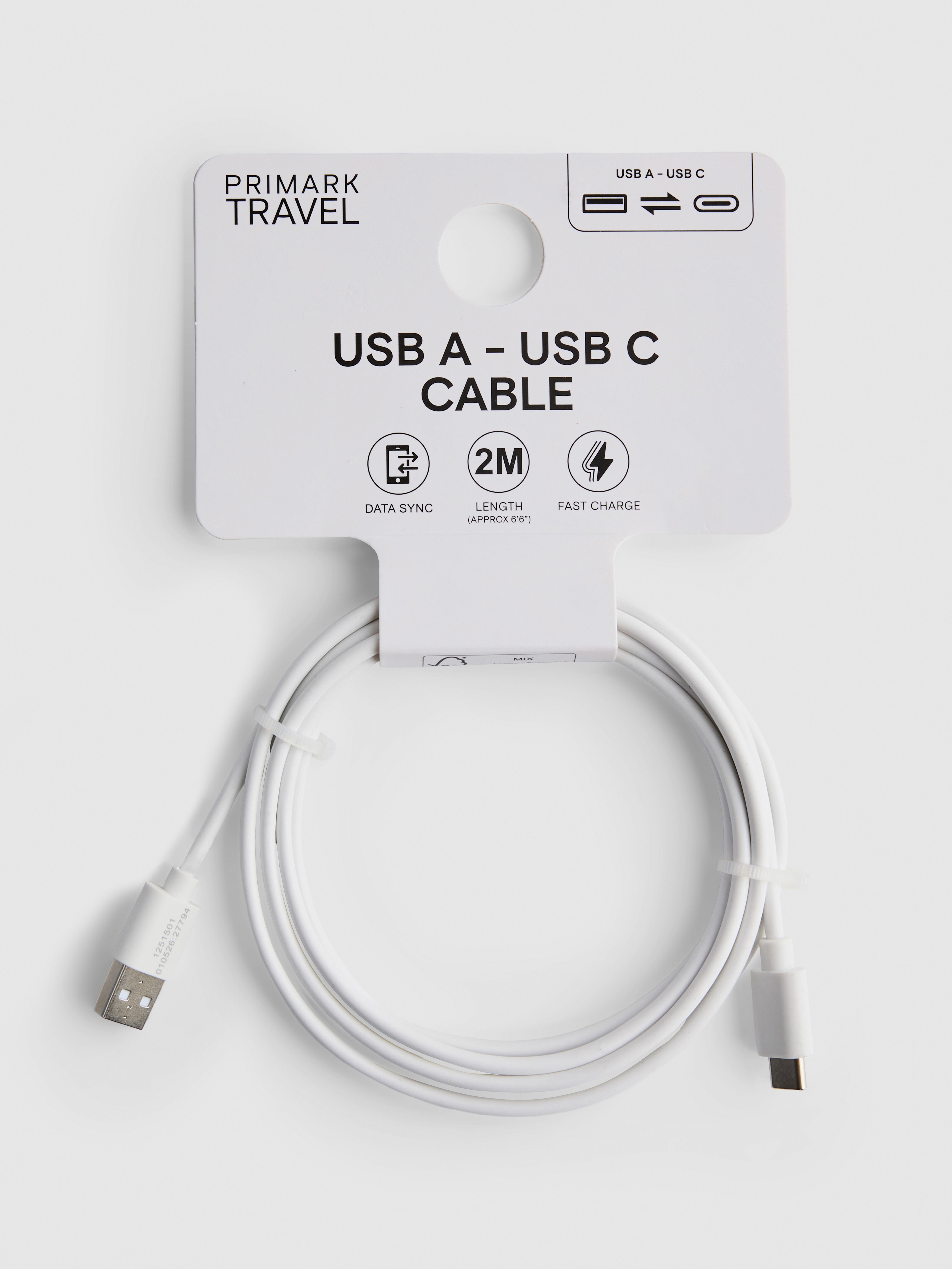 2m kabel s koncovkami USB-A a USB-C