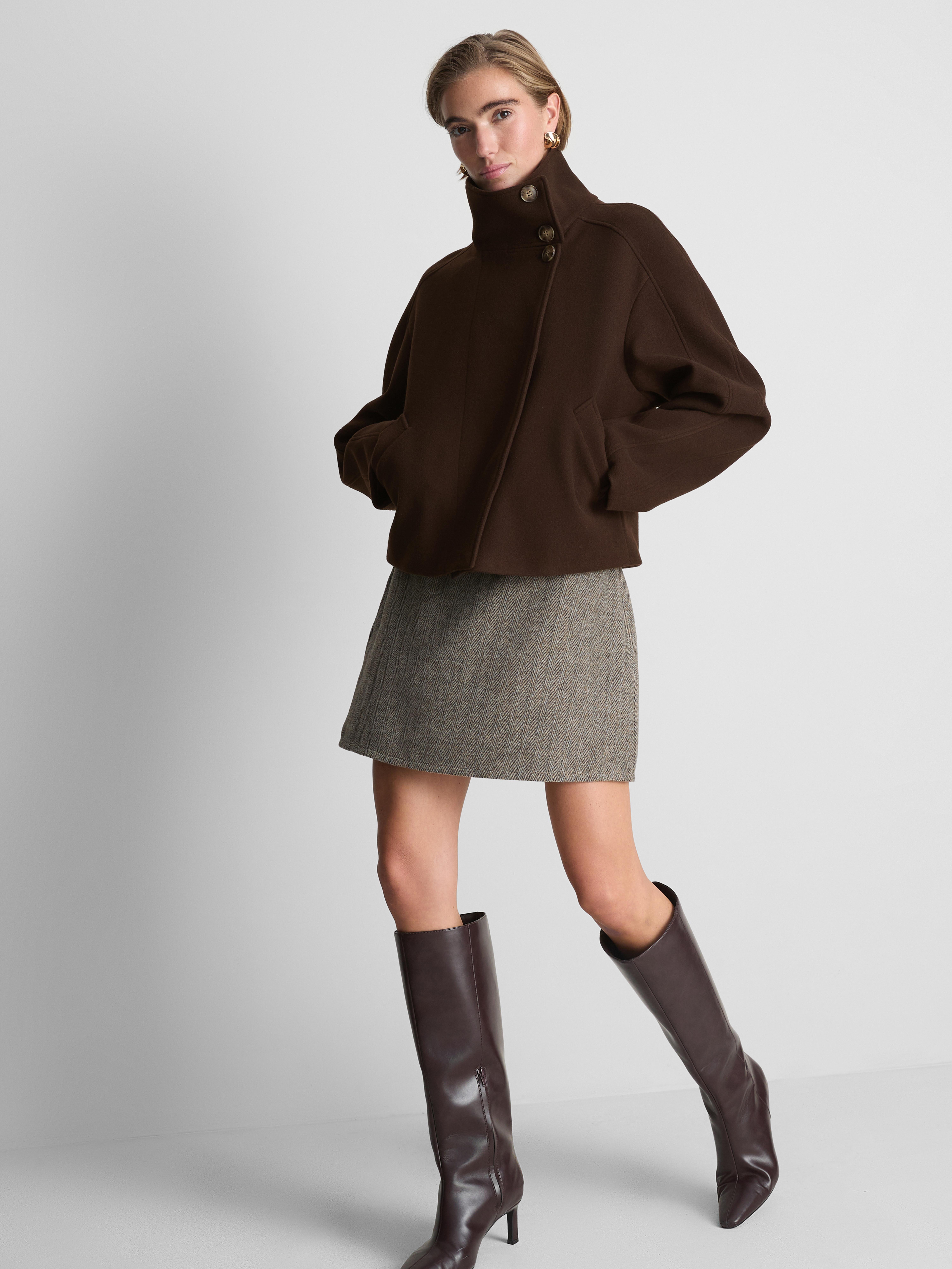 Women's Brown Short High-Neck Jacket | Primark