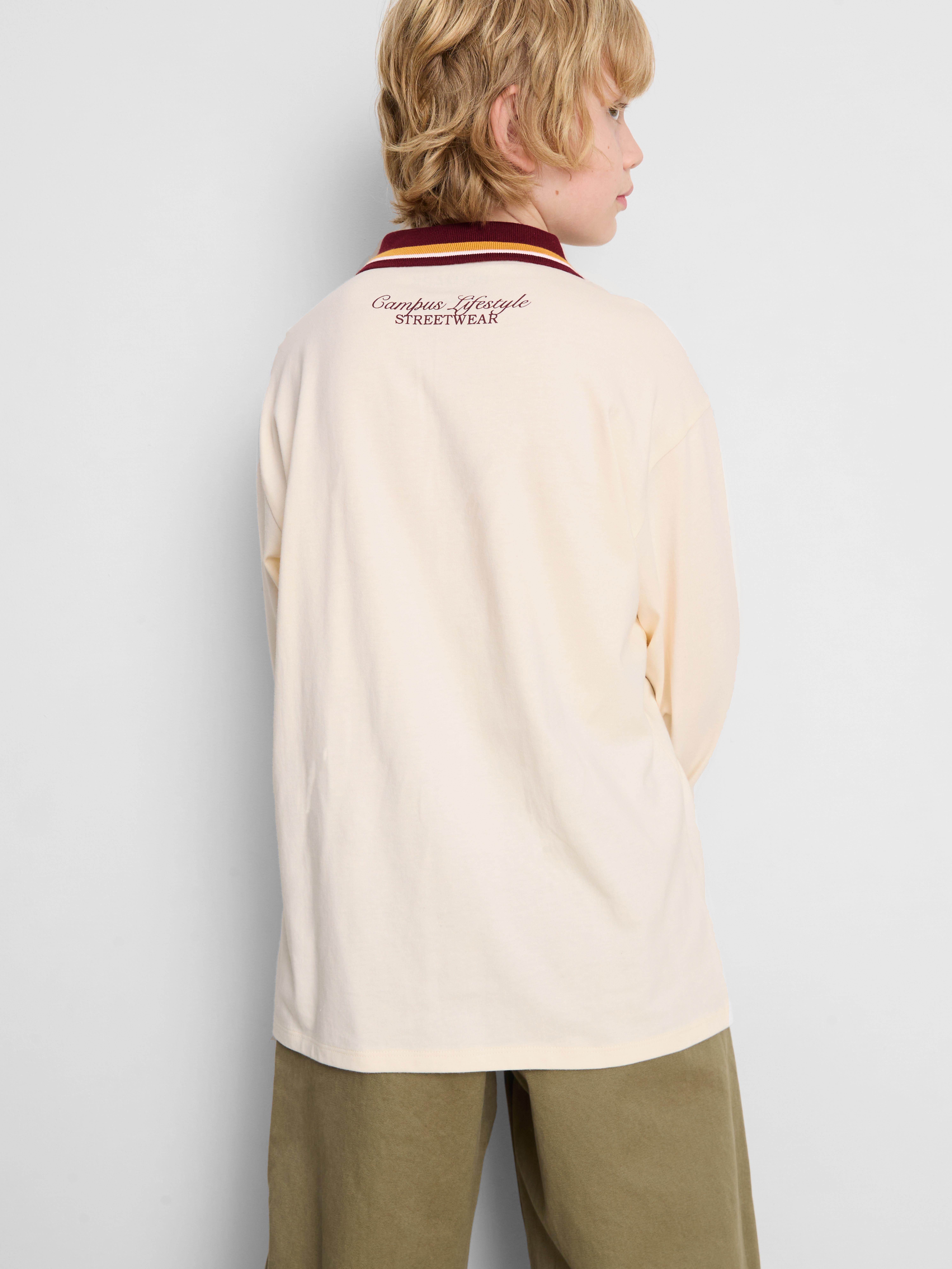 7-15yrs | Pure Cotton Quarter-Zip T-Shirt
