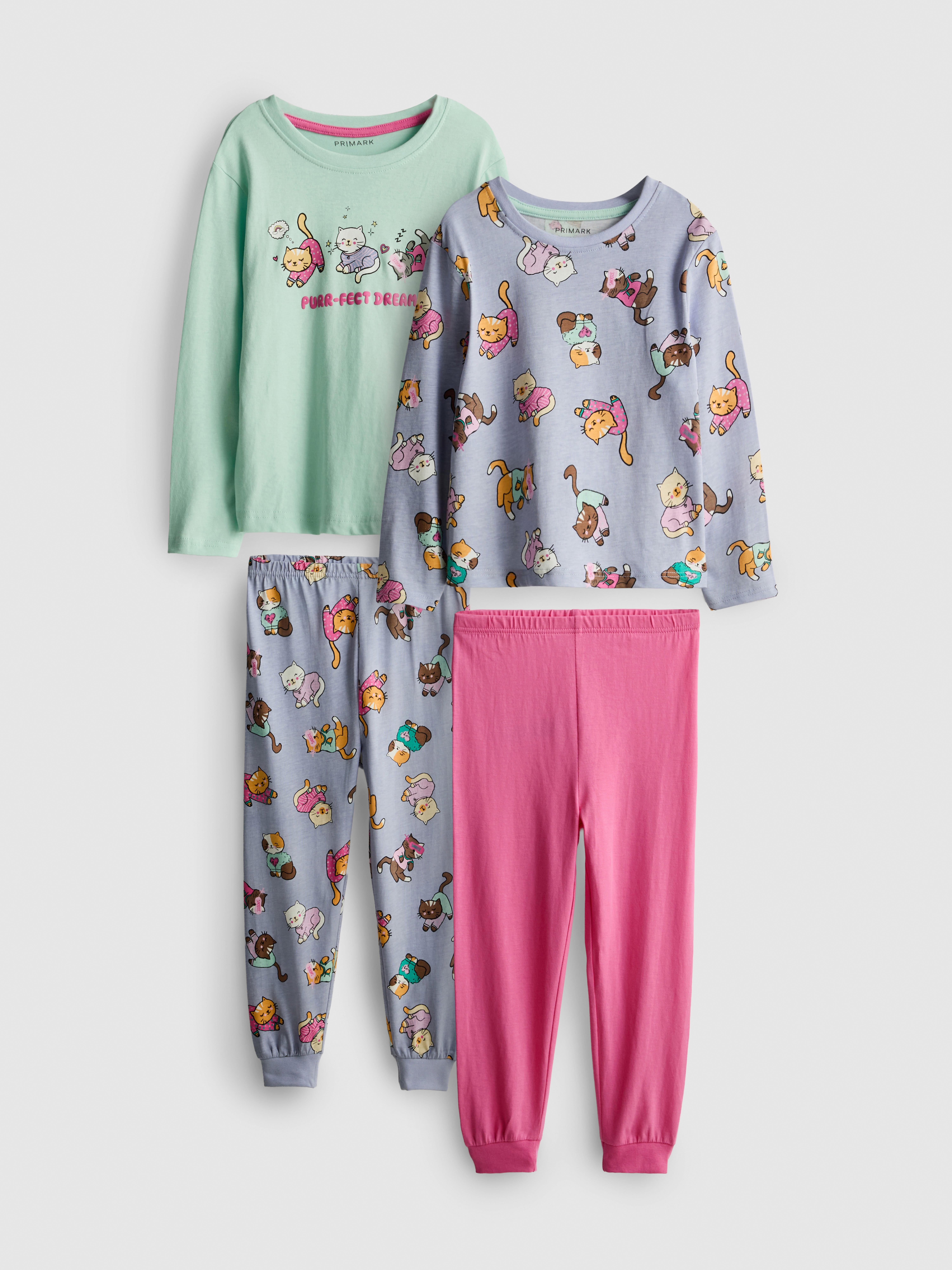 1-8 anos | Pack 2 pijamas gráficos gato puro algodão