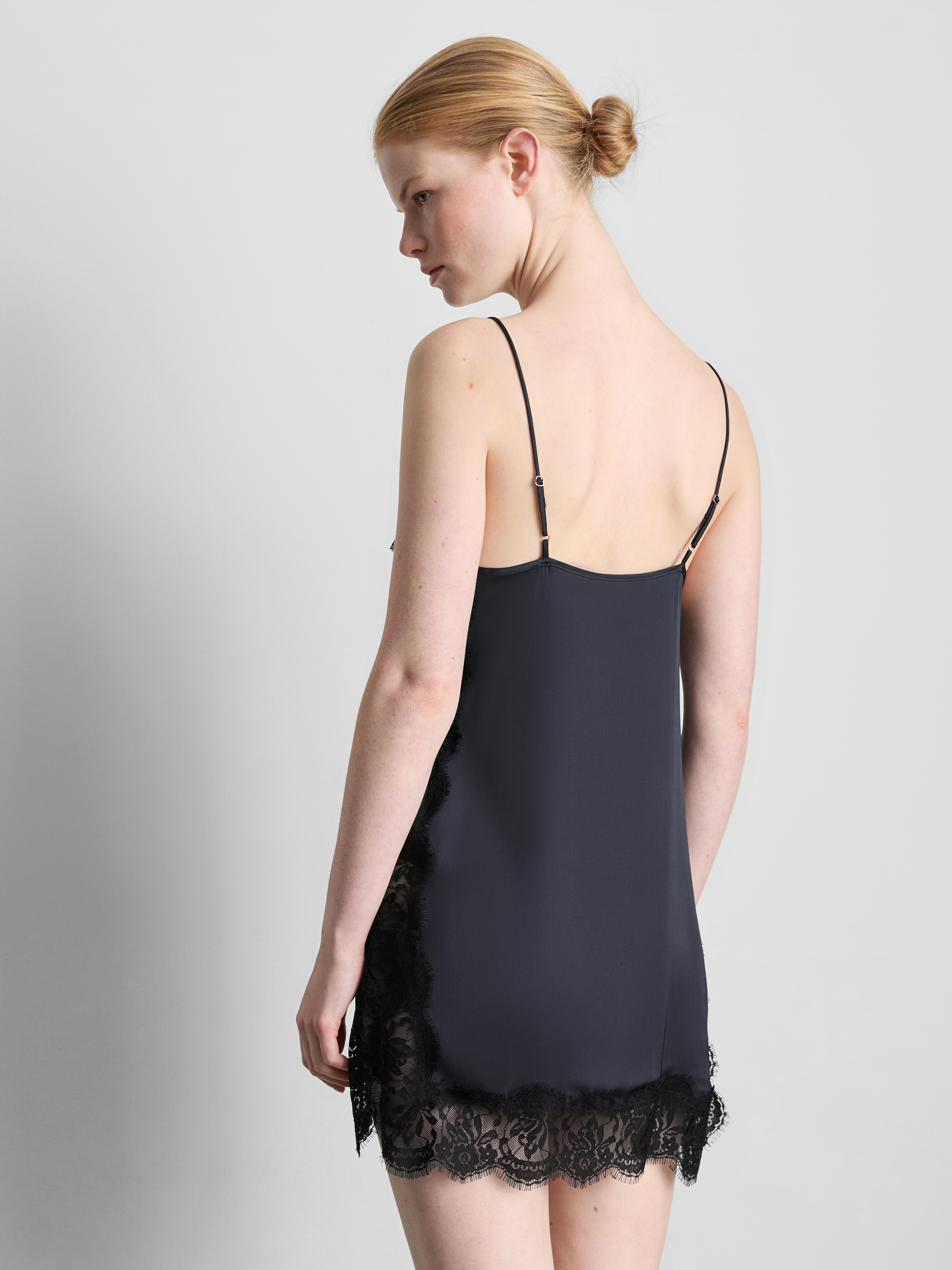 The Edit Satin Lace Slip Dress