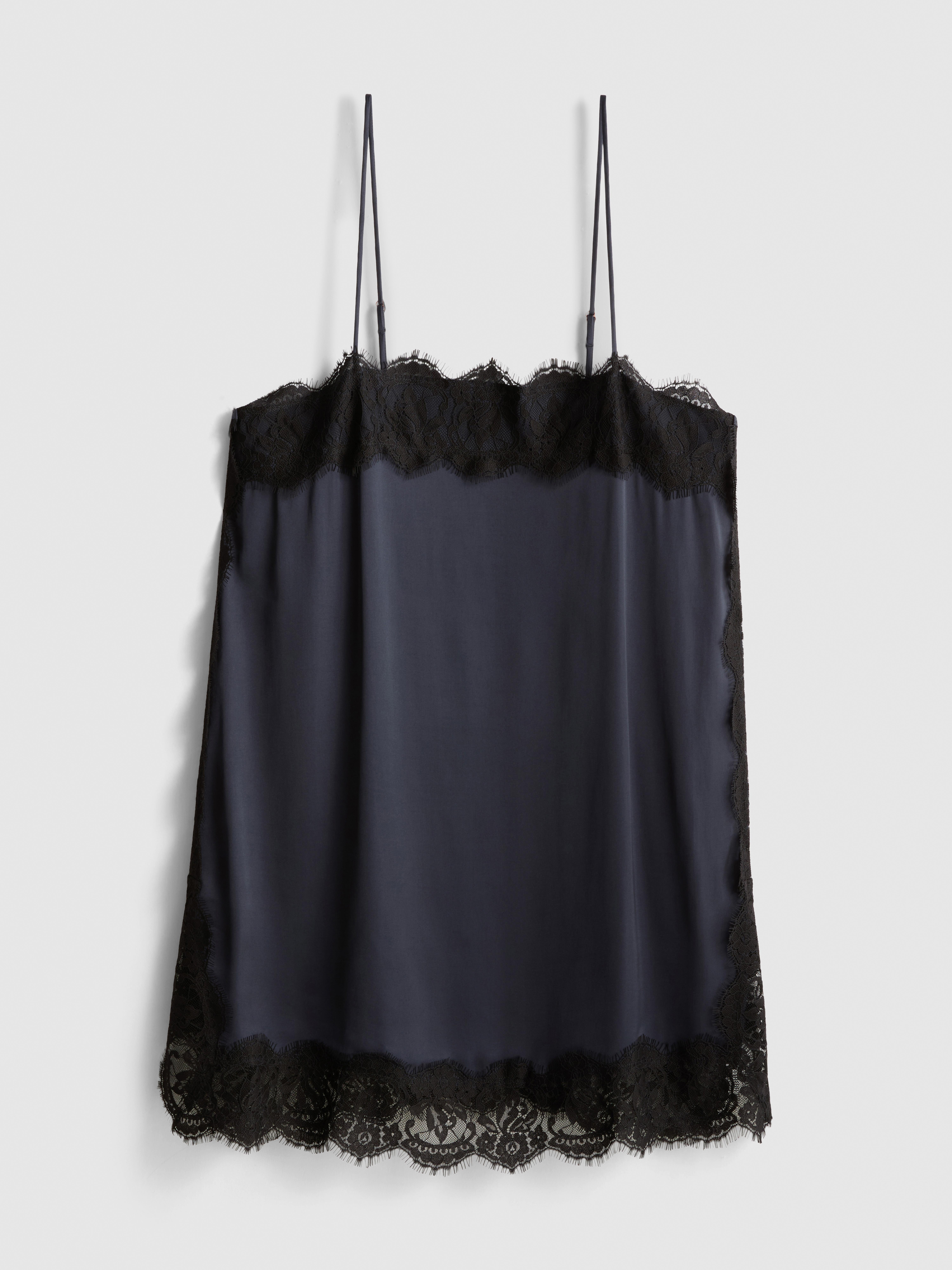 The Edit Satin Lace Slip Dress