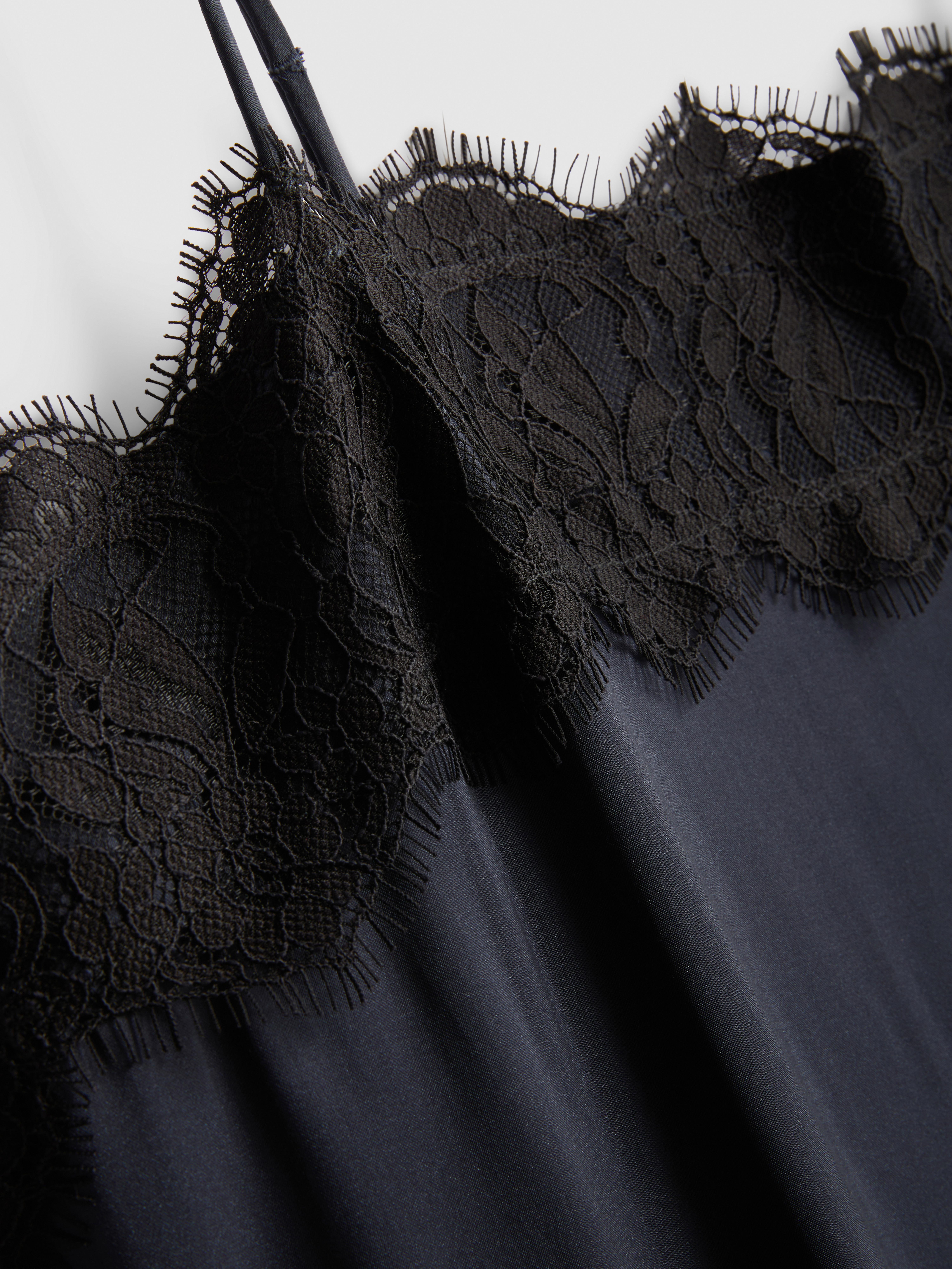 The Edit Satin Lace Slip Dress
