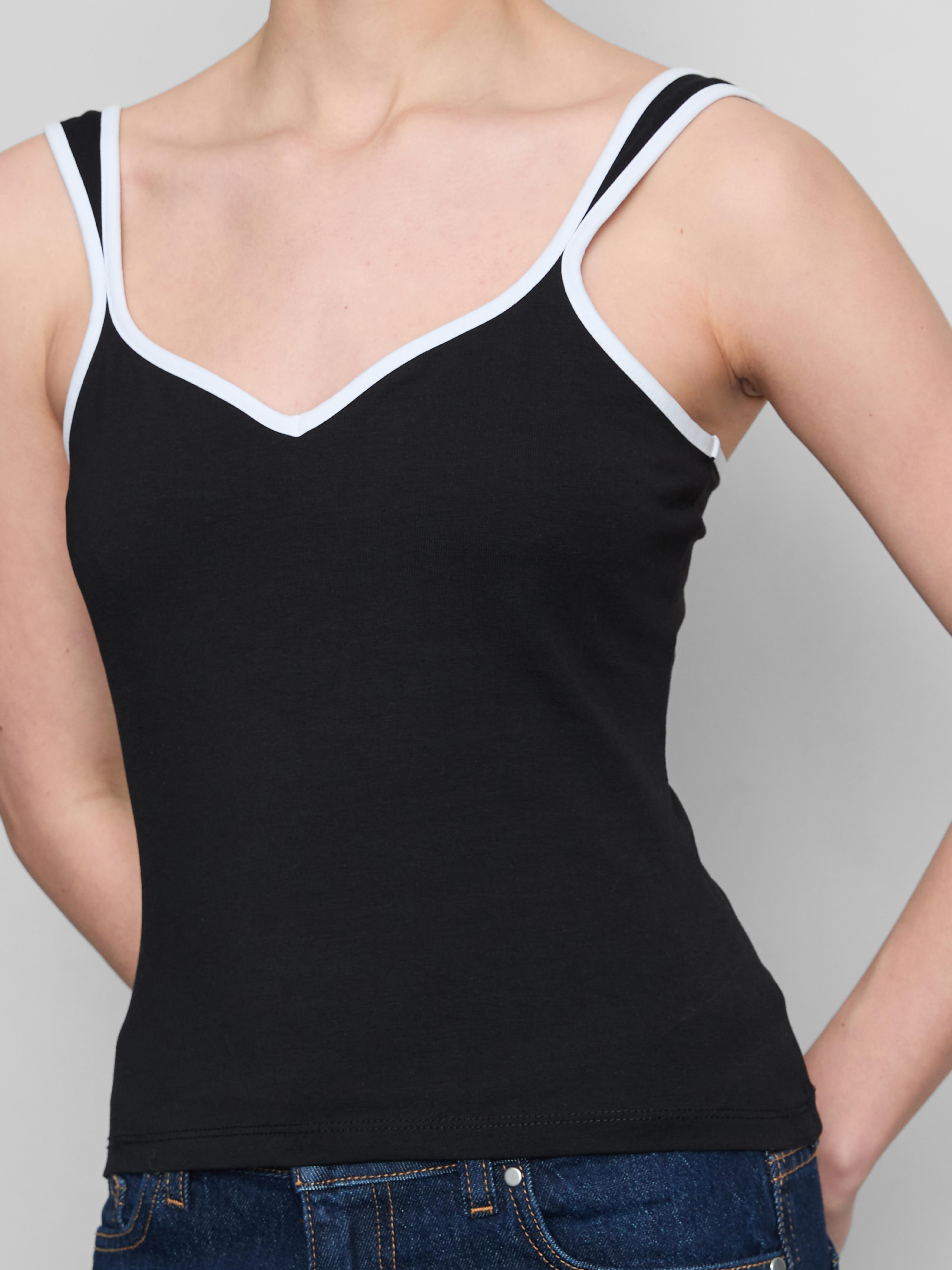 Women's Black Cotton-Rich Sweetheart Tank Top | Primark