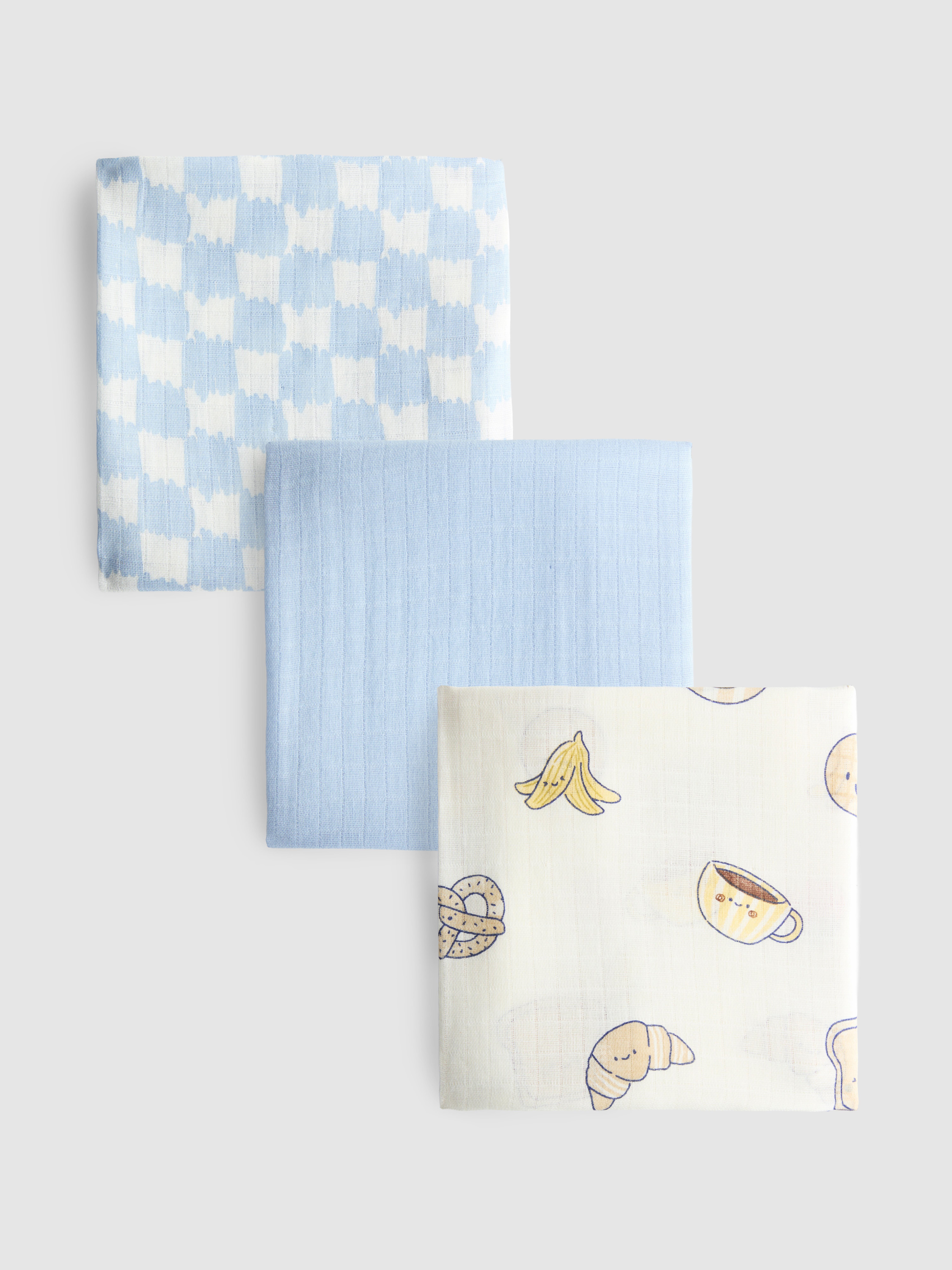 3pk Pure Cotton Toast Muslin Squares
