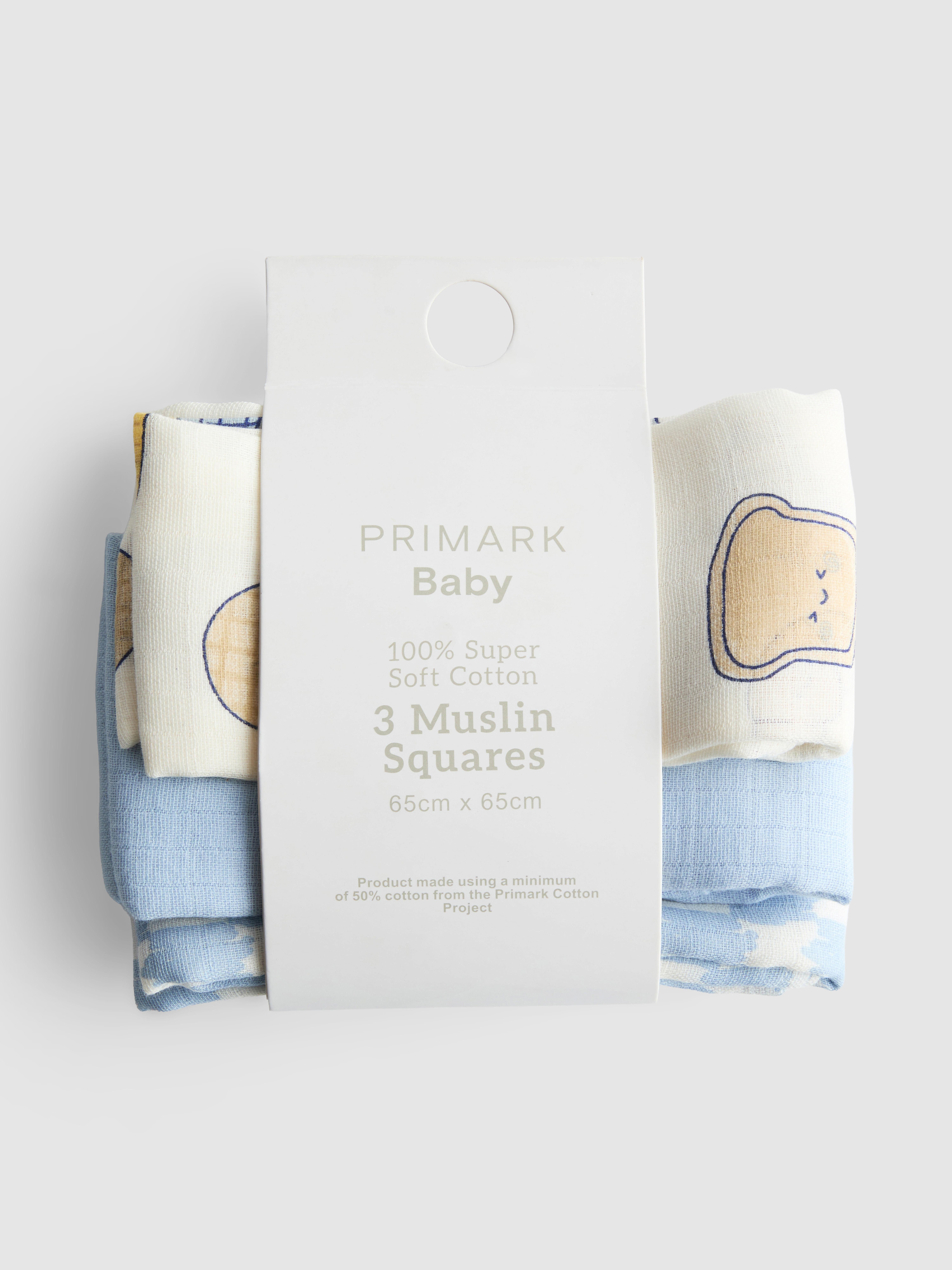3pk Pure Cotton Toast Muslin Squares