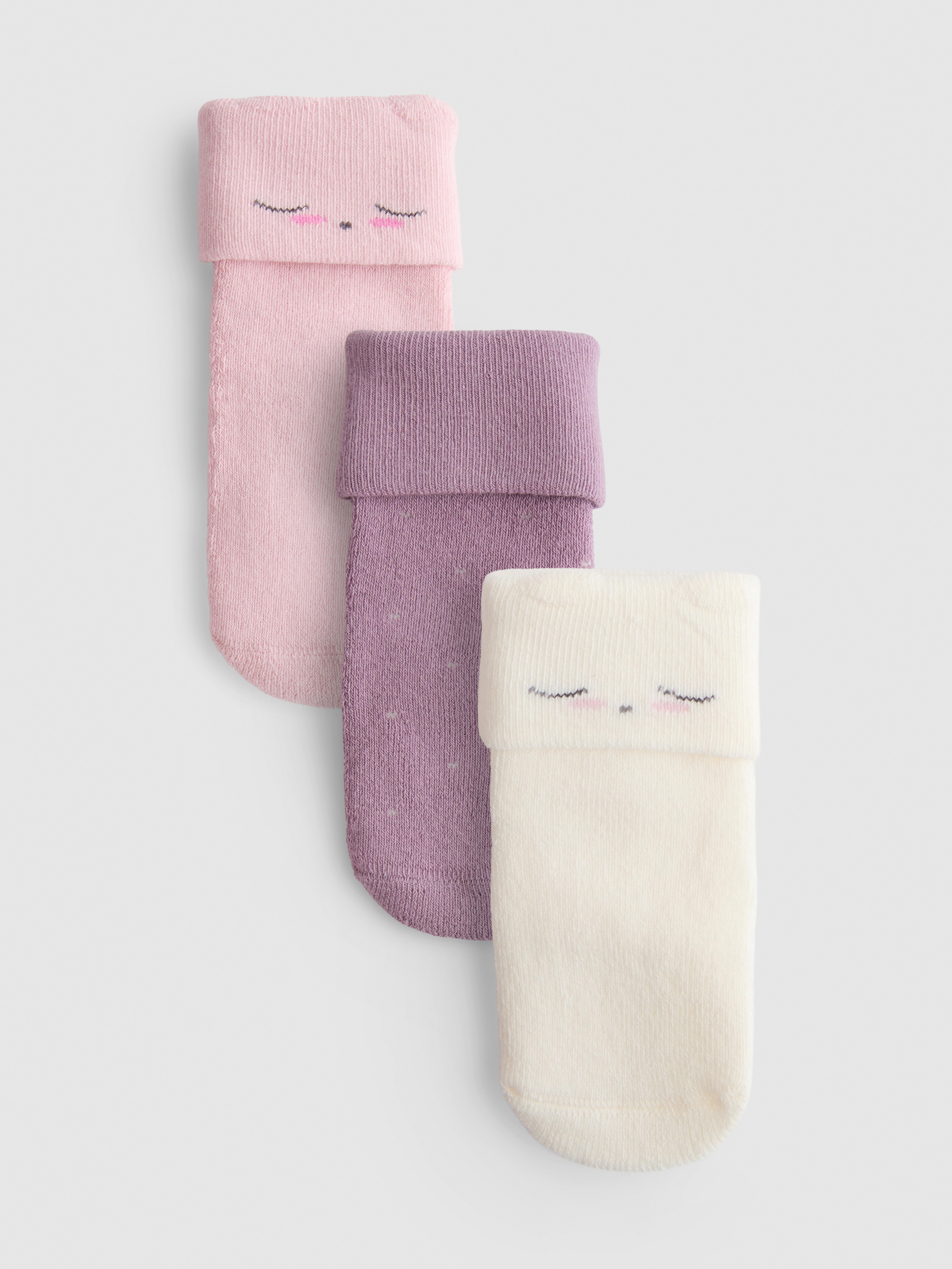 3pk Cotton-Rich Grip-Sole Socks