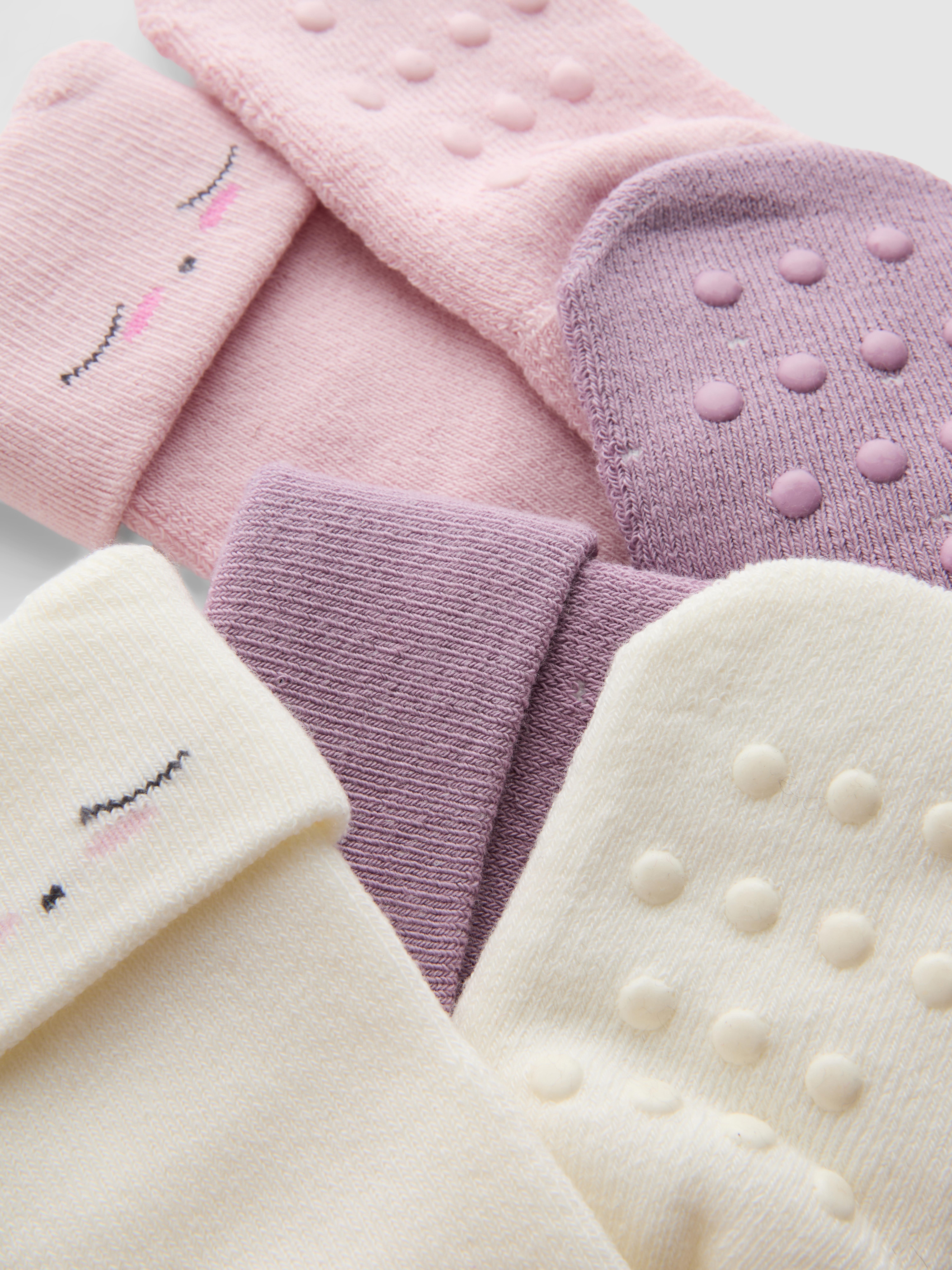 3pk Cotton-Rich Grip-Sole Socks