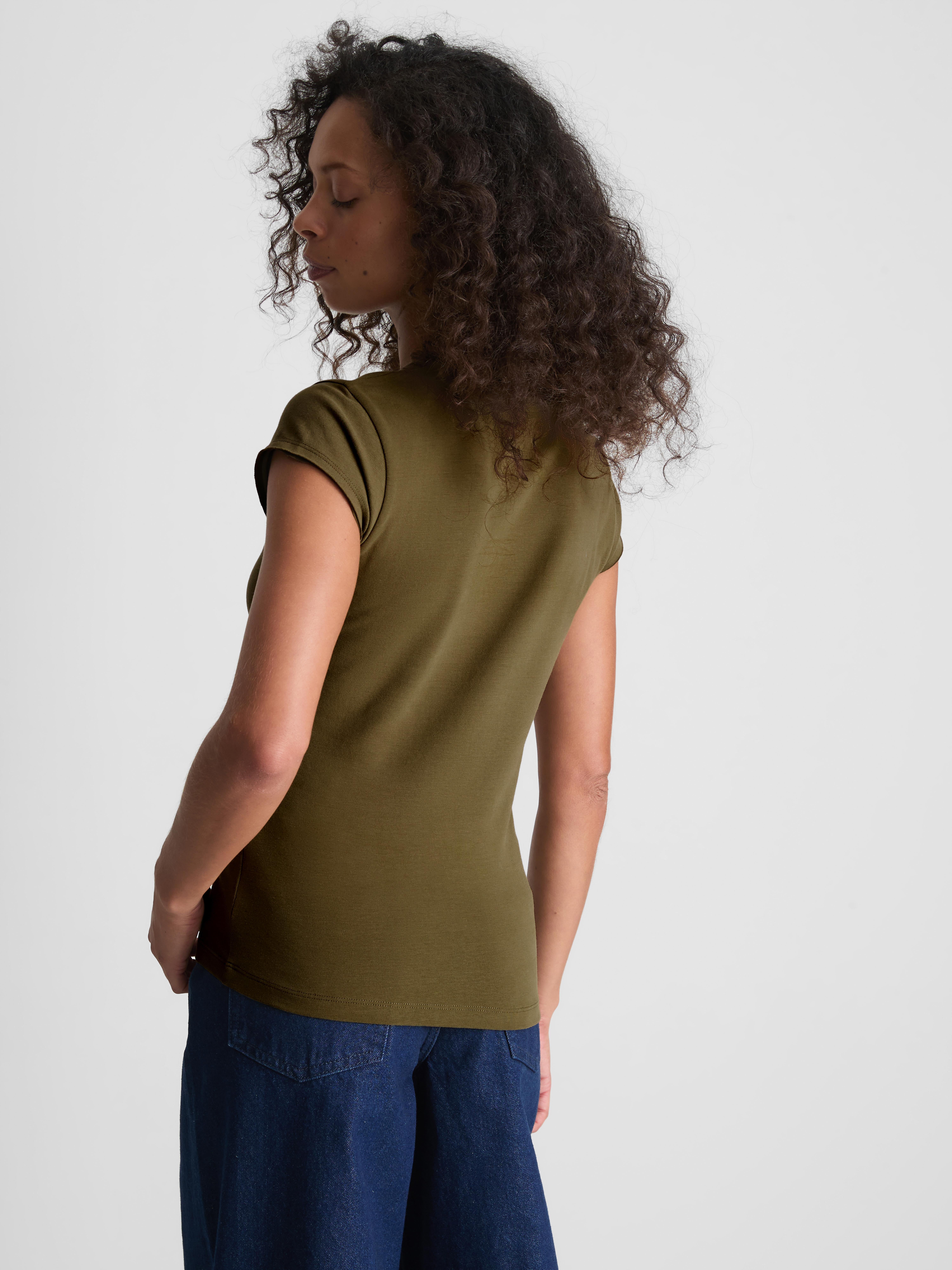Paula Echevarría Cap-Sleeve Slogan Tee