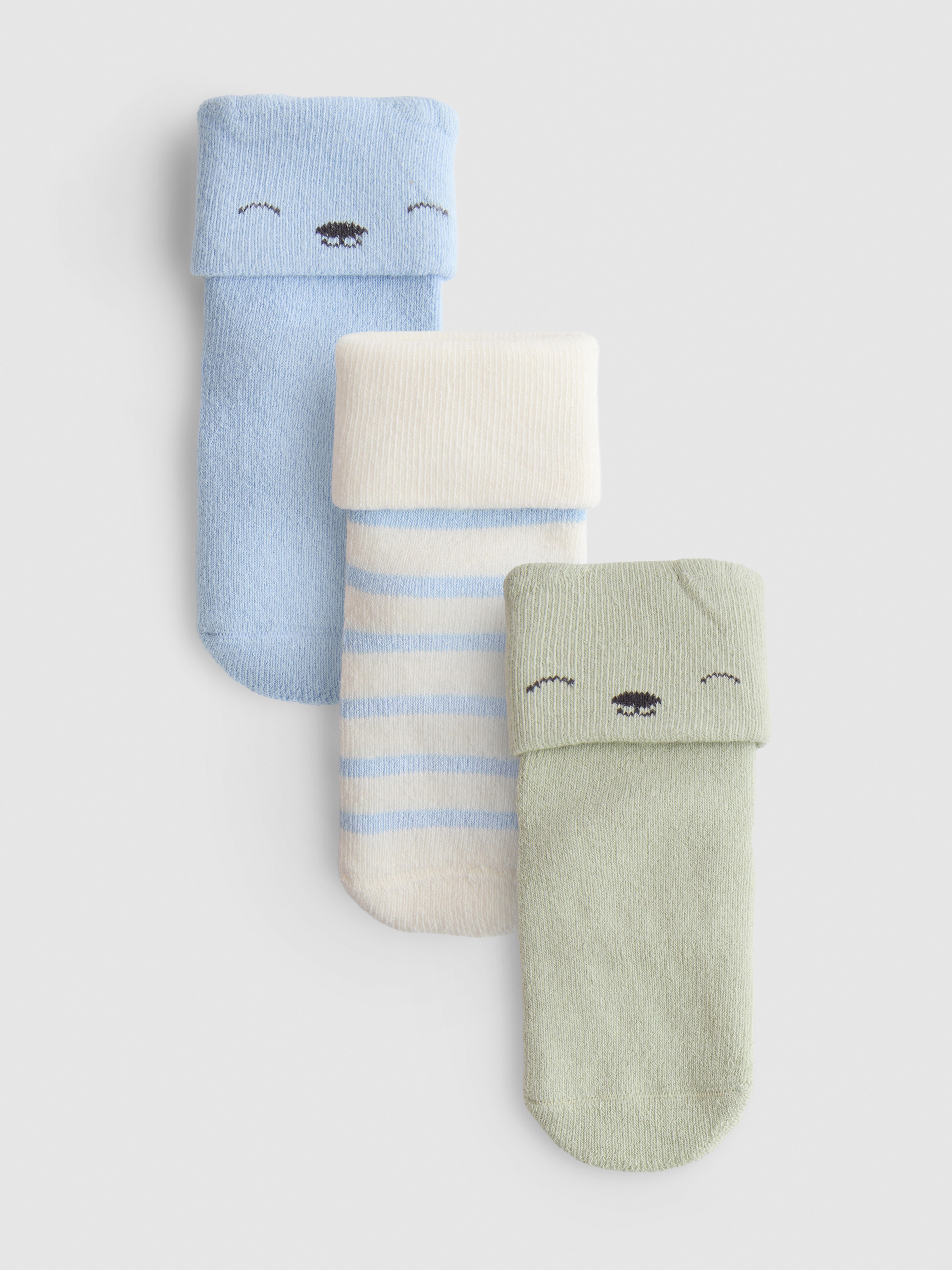 3pk Cotton-Rich Grip-Sole Socks