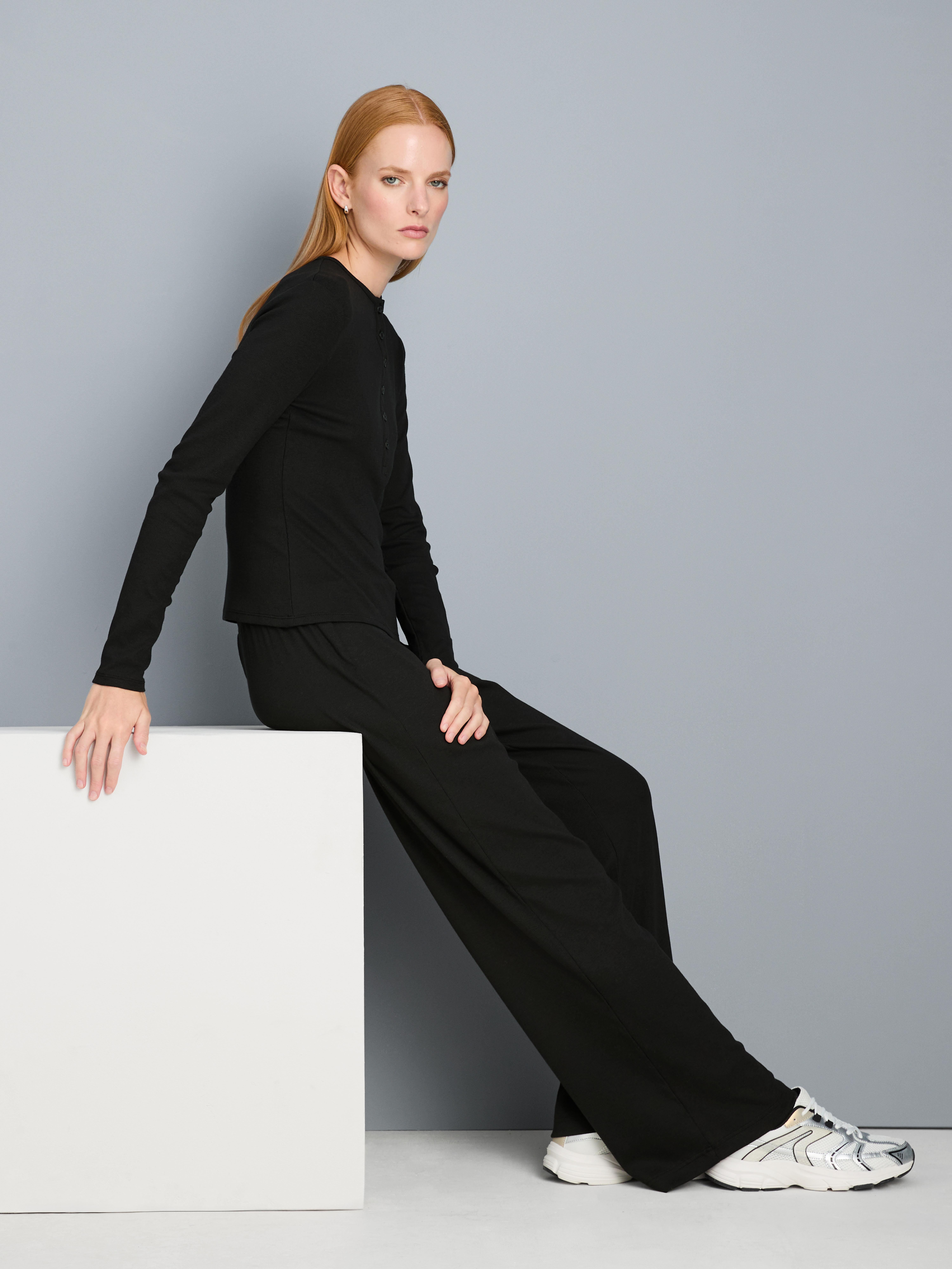 Pantaloni da tuta in misto cotone a coste