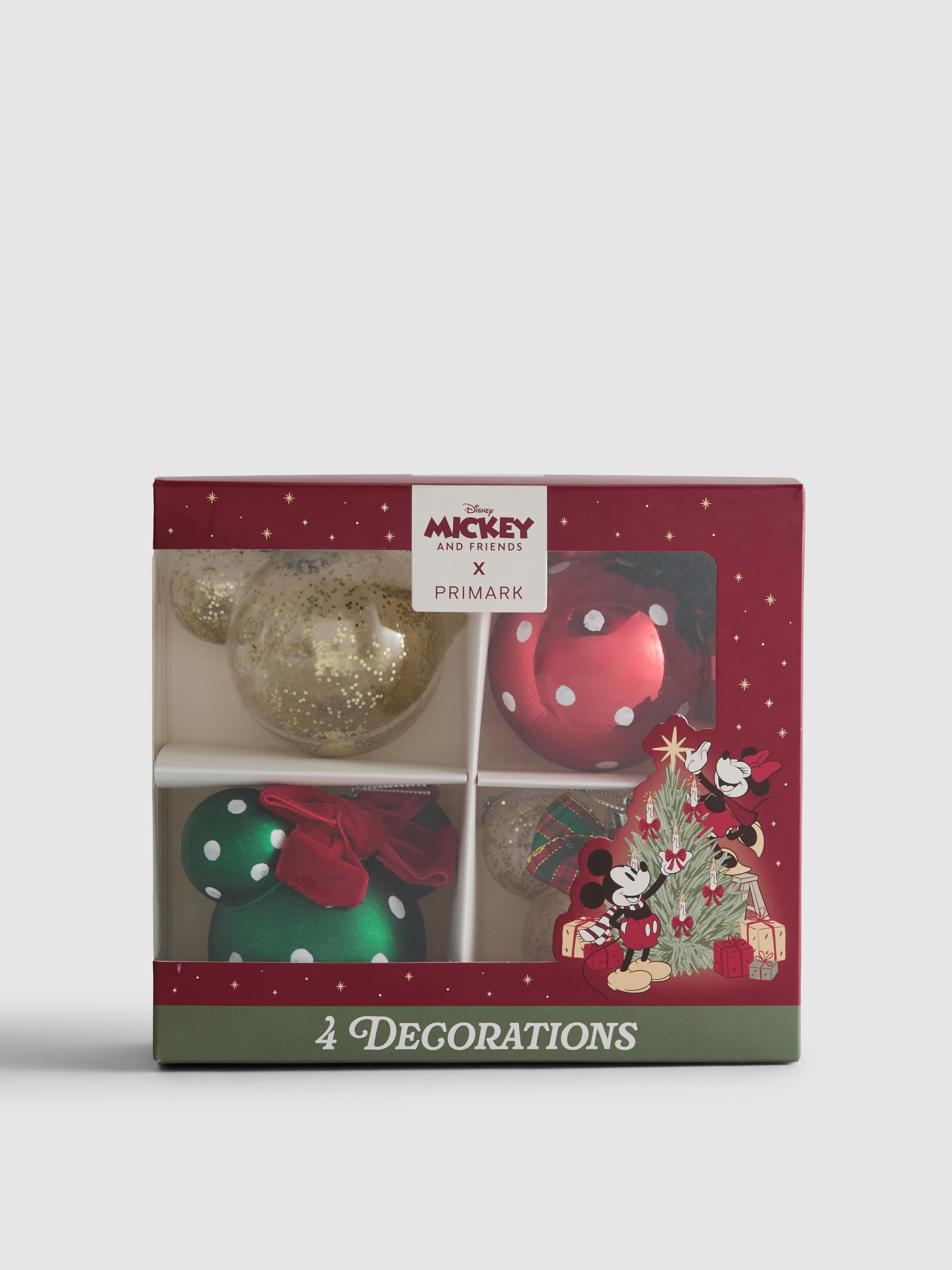 4pk Disney Mickey Mouse Christmas Ornaments