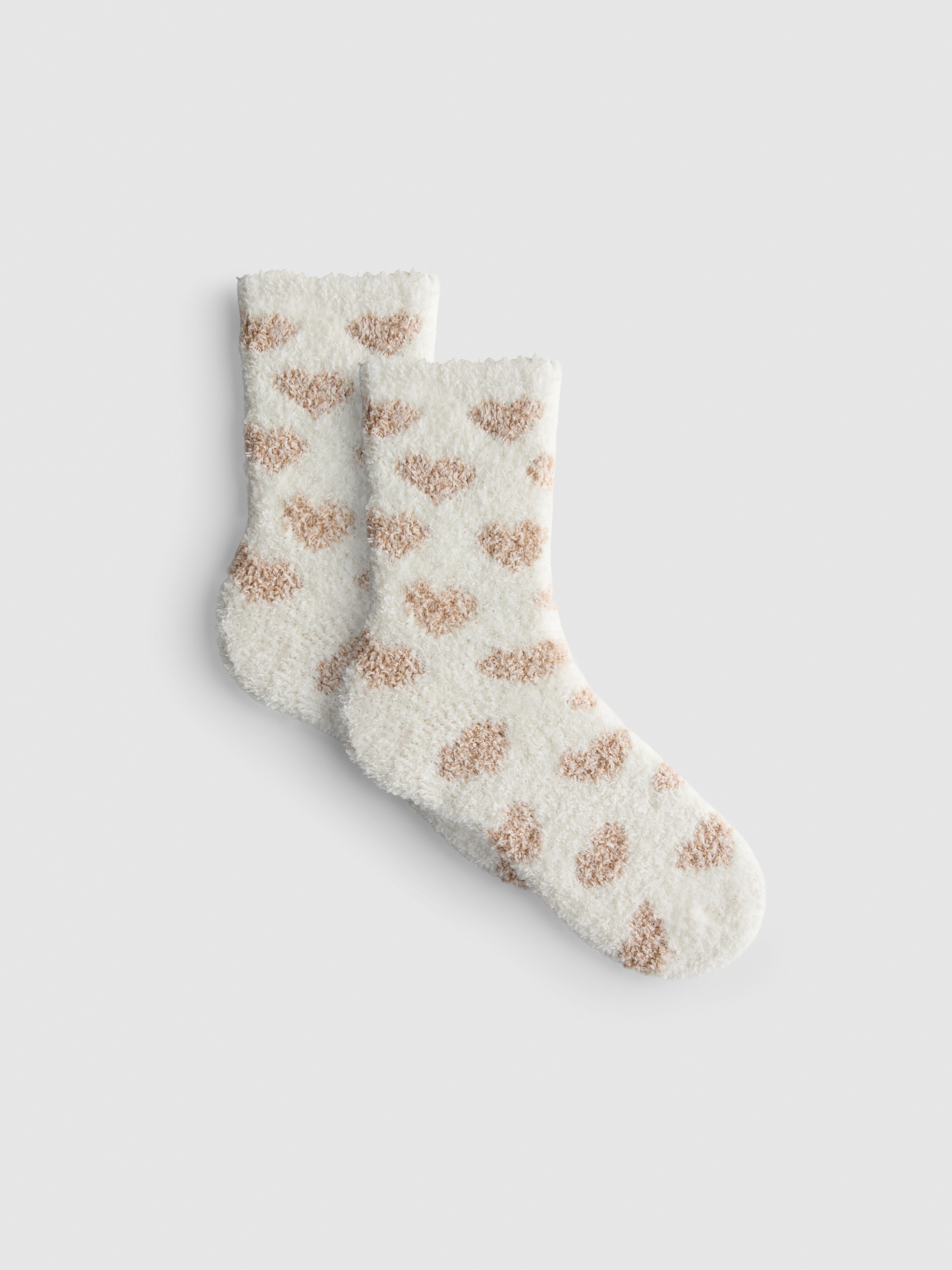 Heart Print Fluffy Socks
