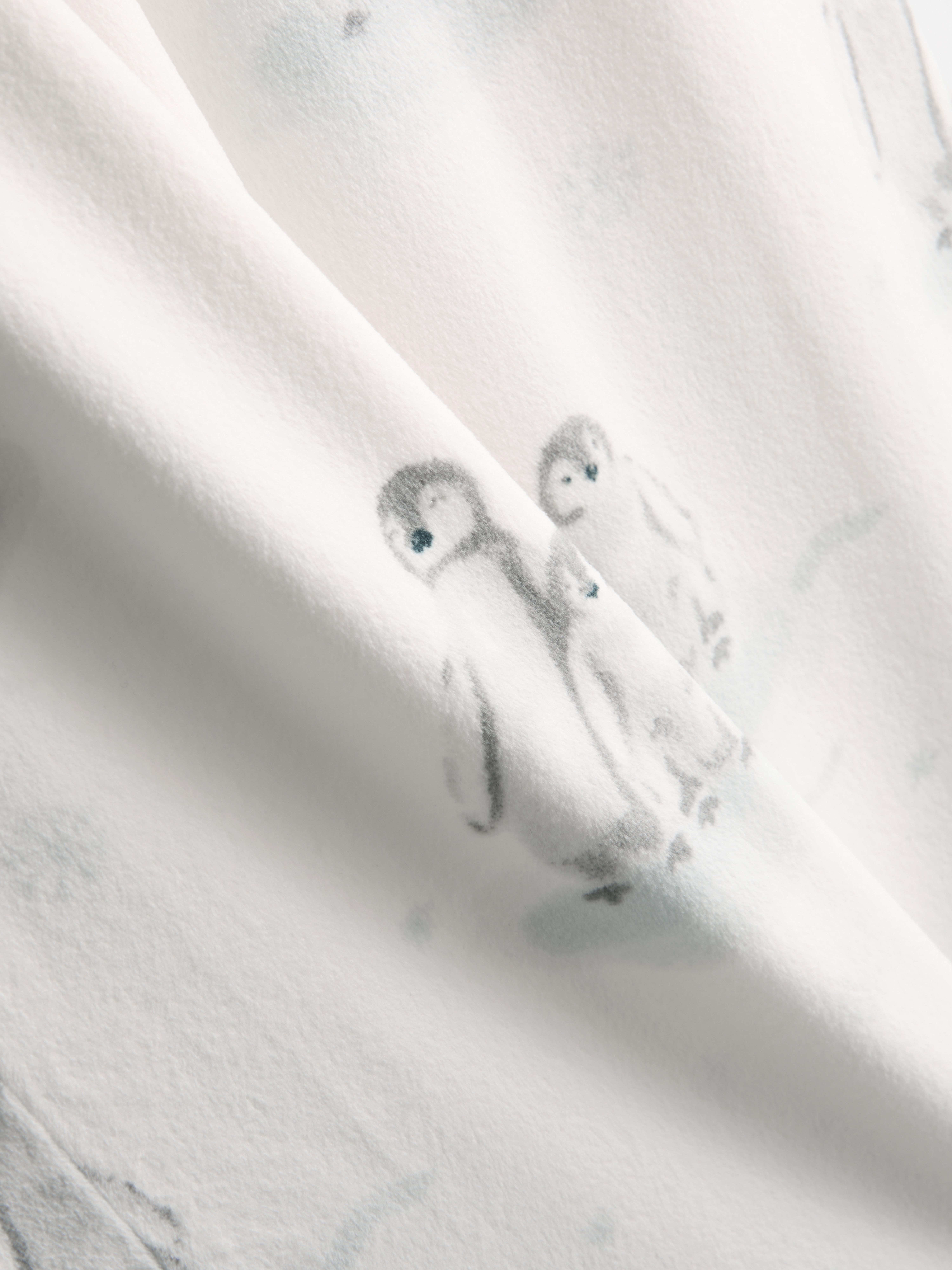 Plush Christmas Penguin Print Boyfriend Pajamas