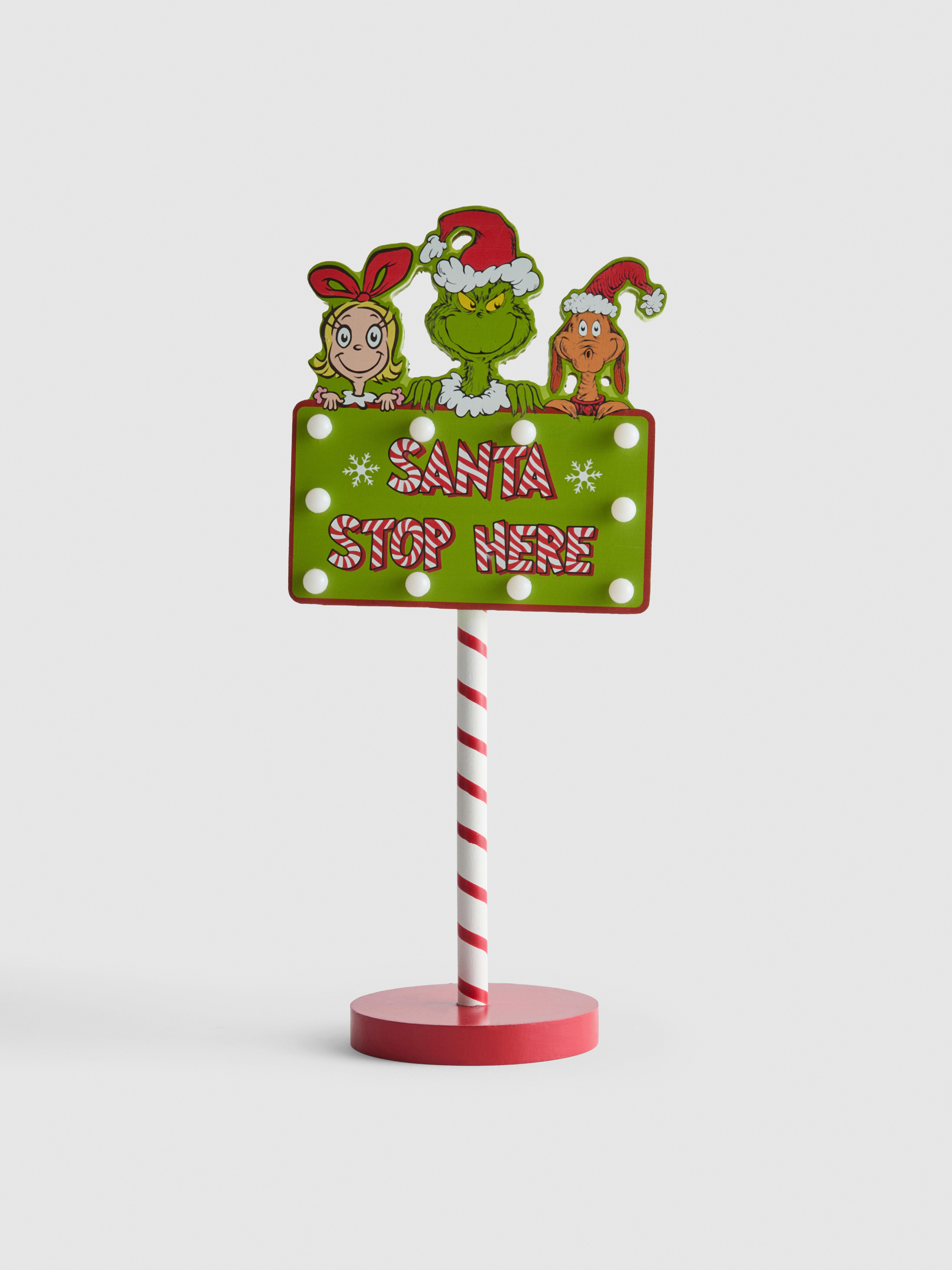 The Grinch lichtbordje Santa Stop Here