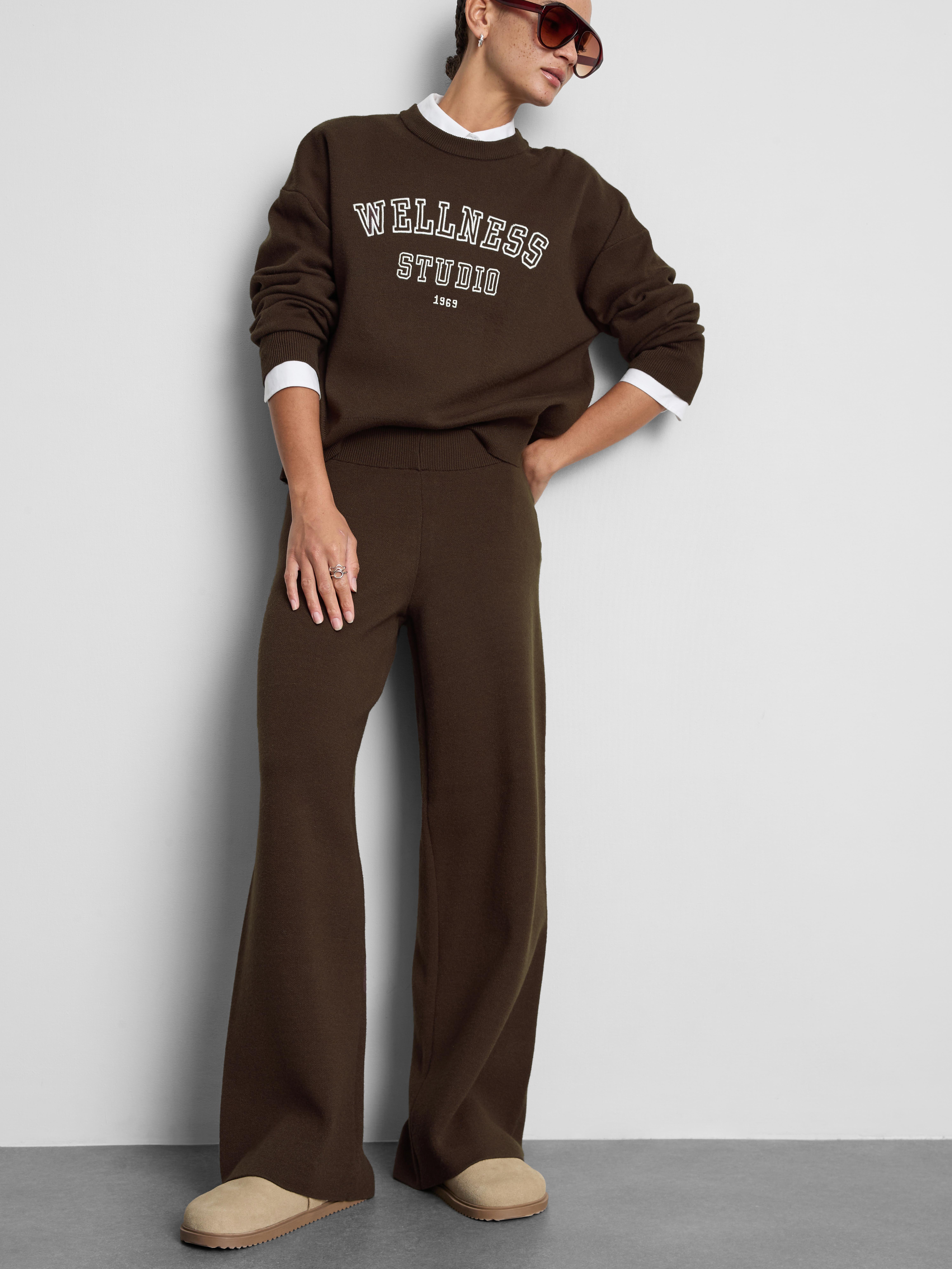 Leggings de pernera ancha en punto compacto