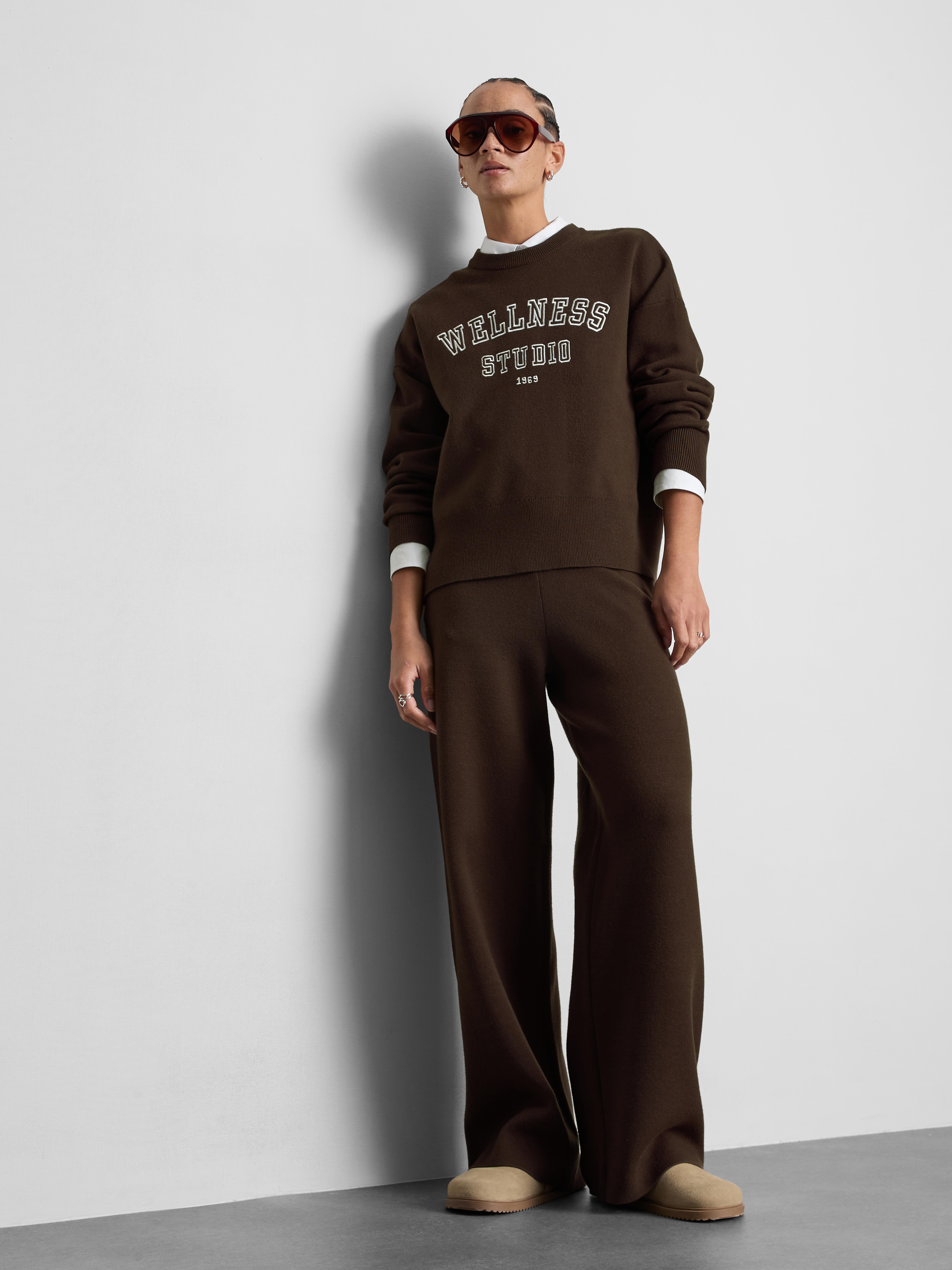 Leggings de pernera ancha en punto compacto