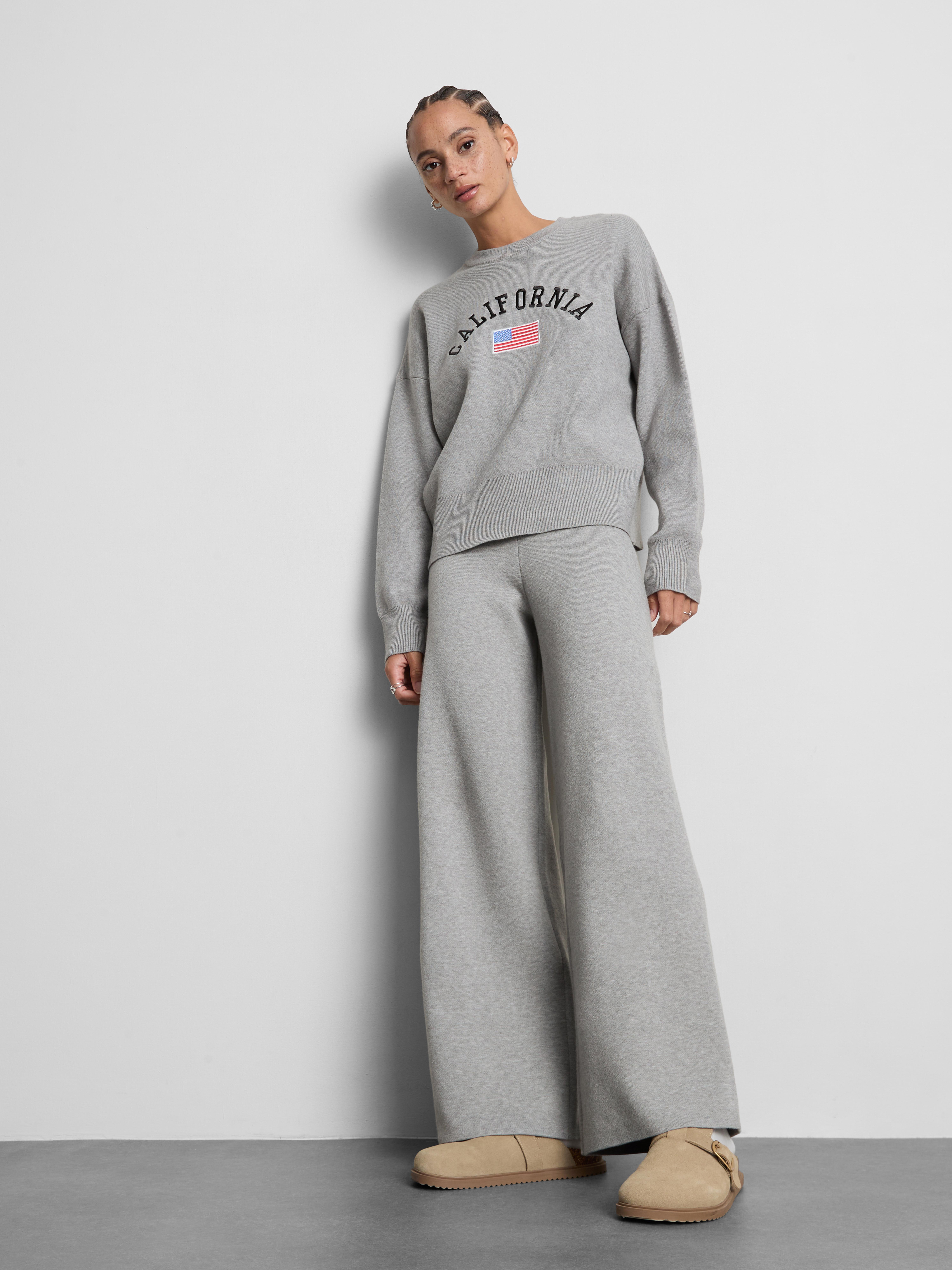 Compact Knit Wide Leg Leggings