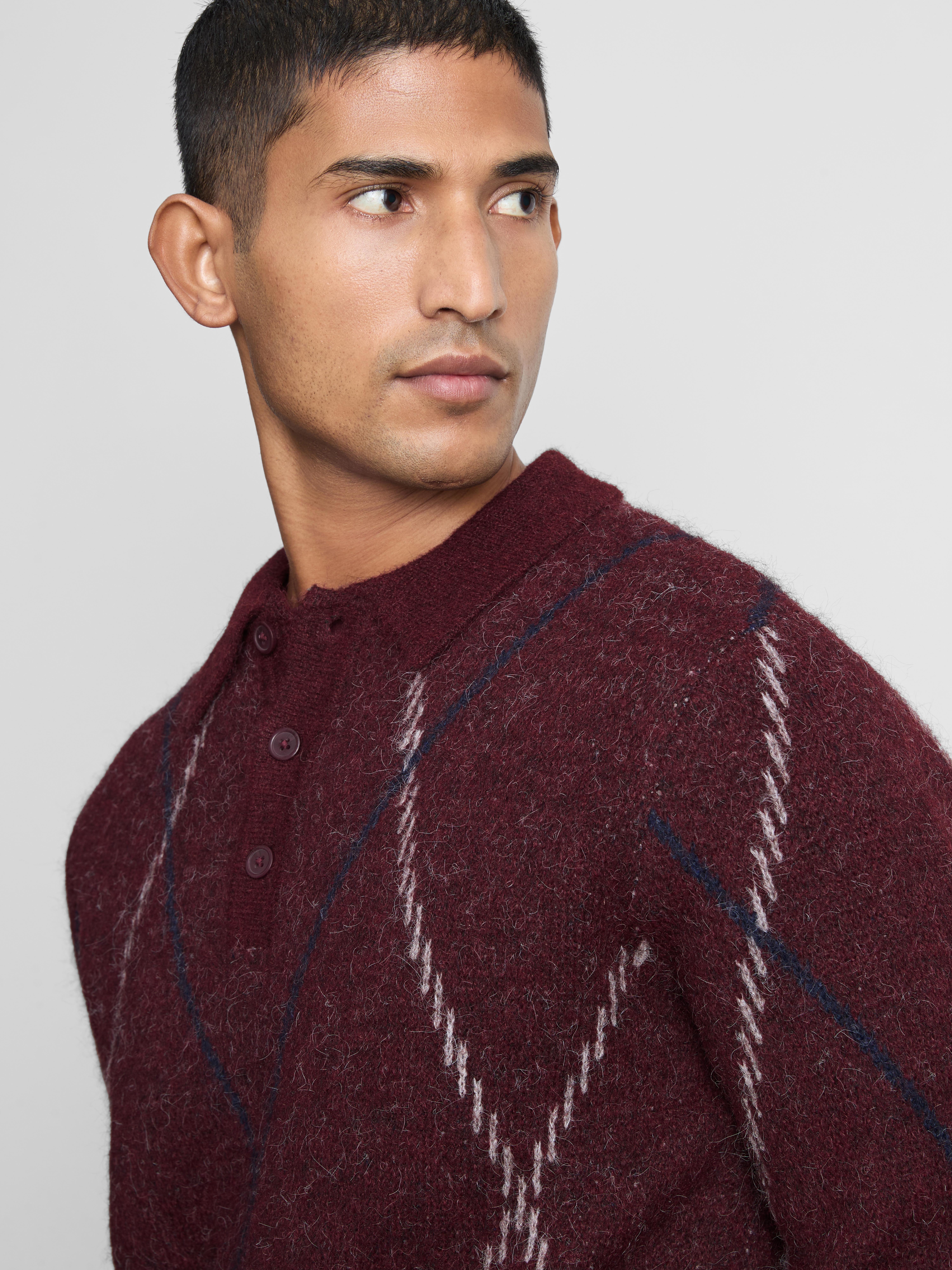 The Edit Argyle Knit Polo Sweater