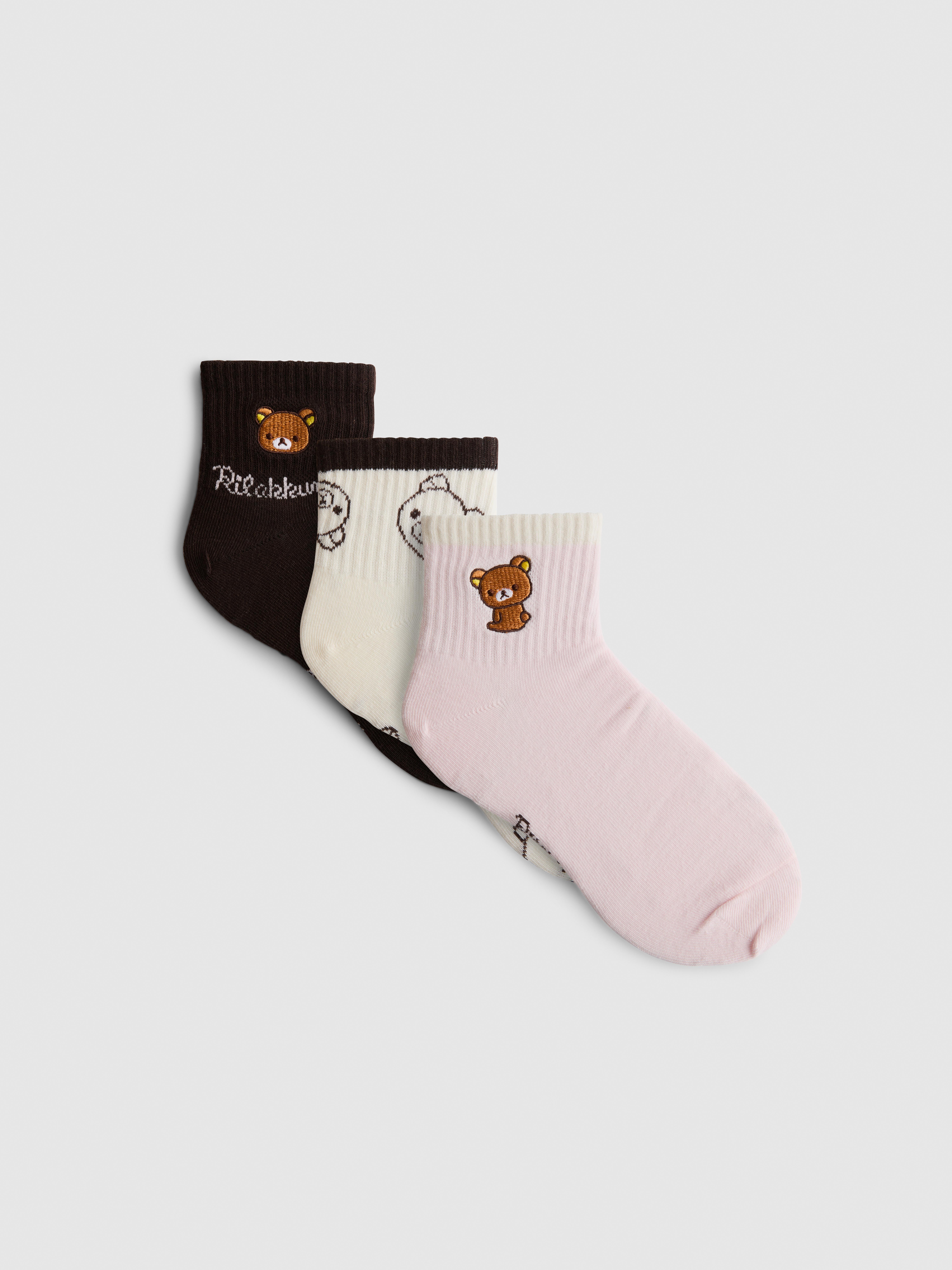 3 paires de chaussettes en coton mélangé Rilakkuma