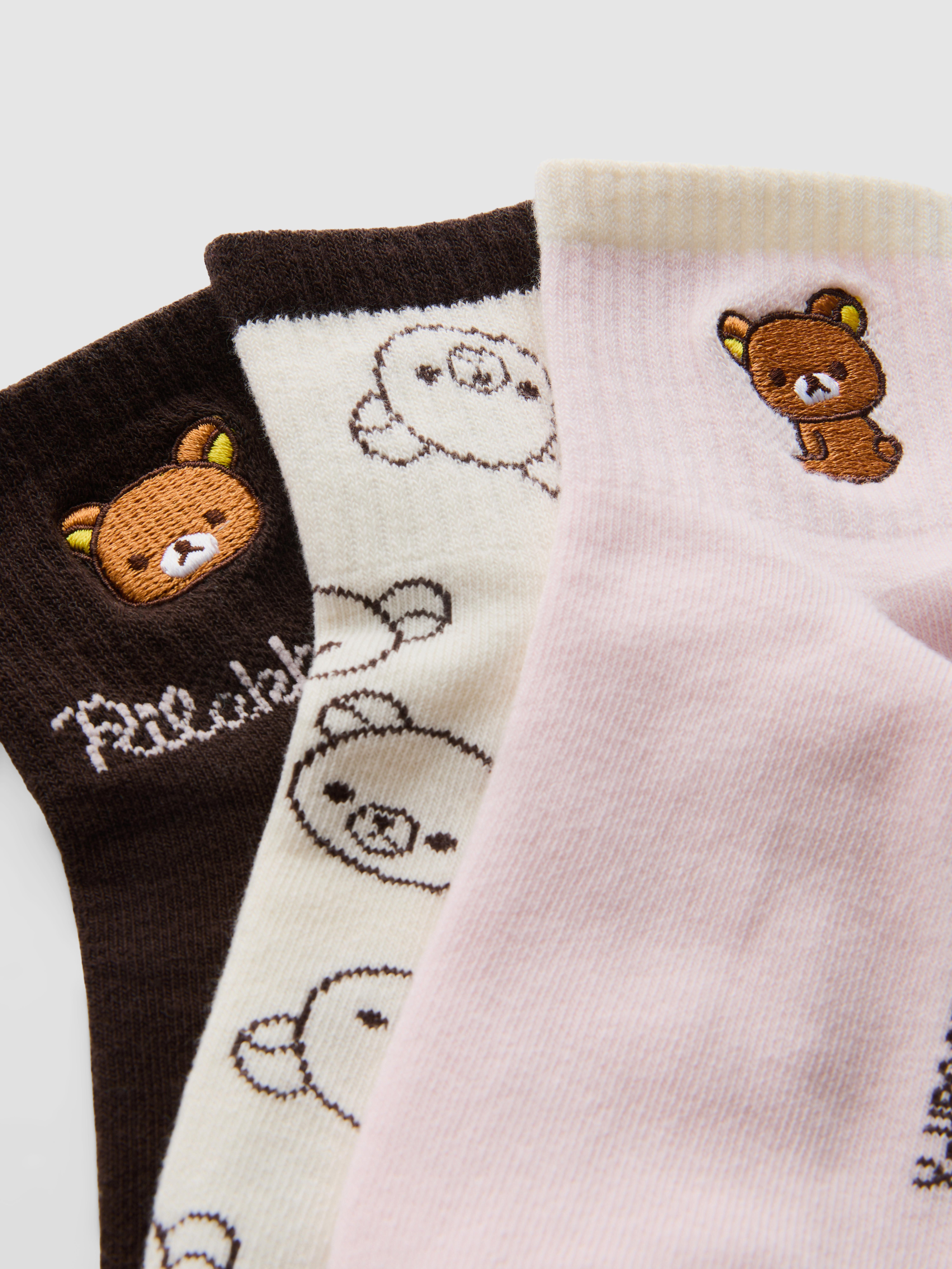3 paires de chaussettes en coton mélangé Rilakkuma