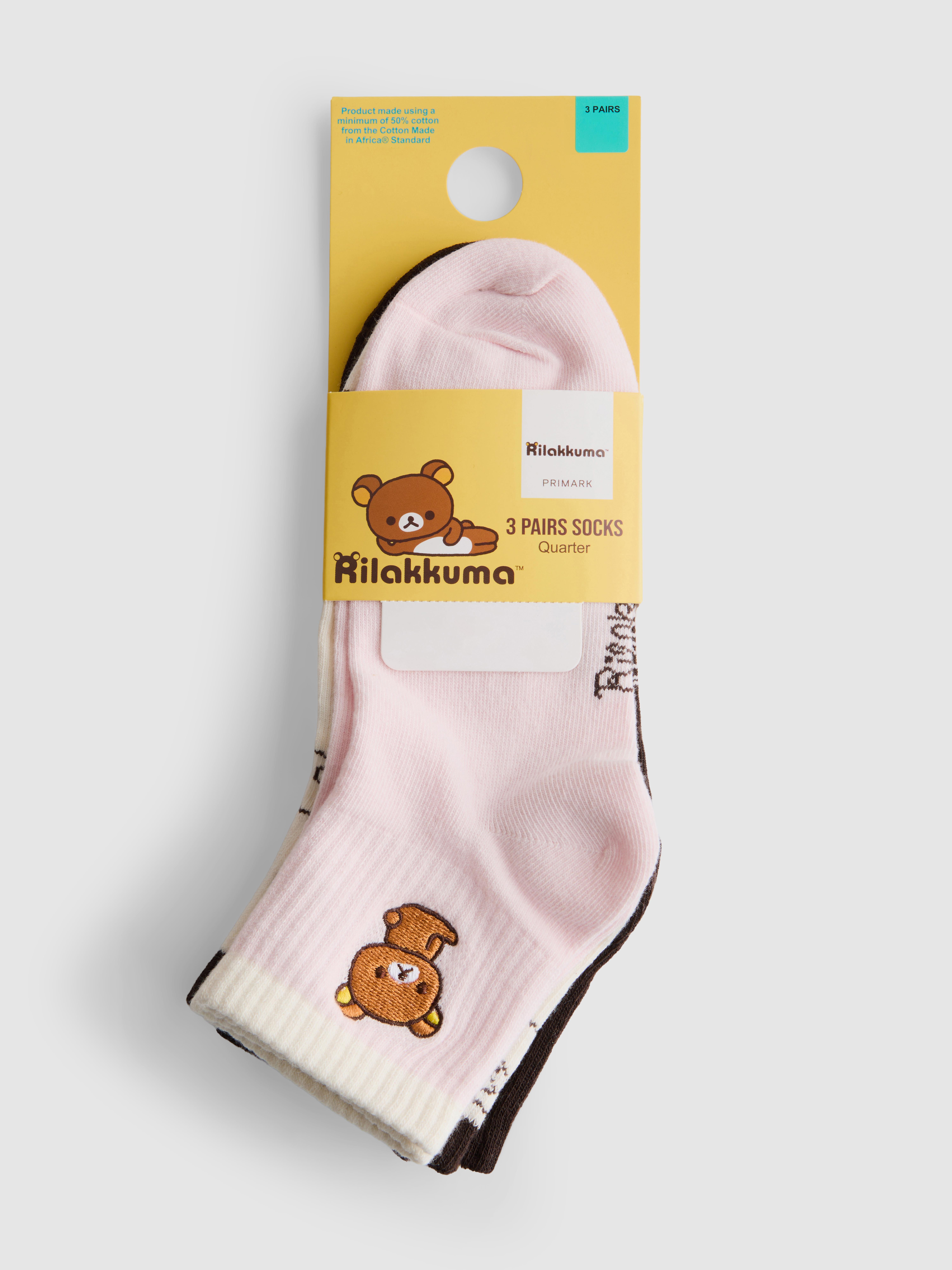3 paires de chaussettes en coton mélangé Rilakkuma