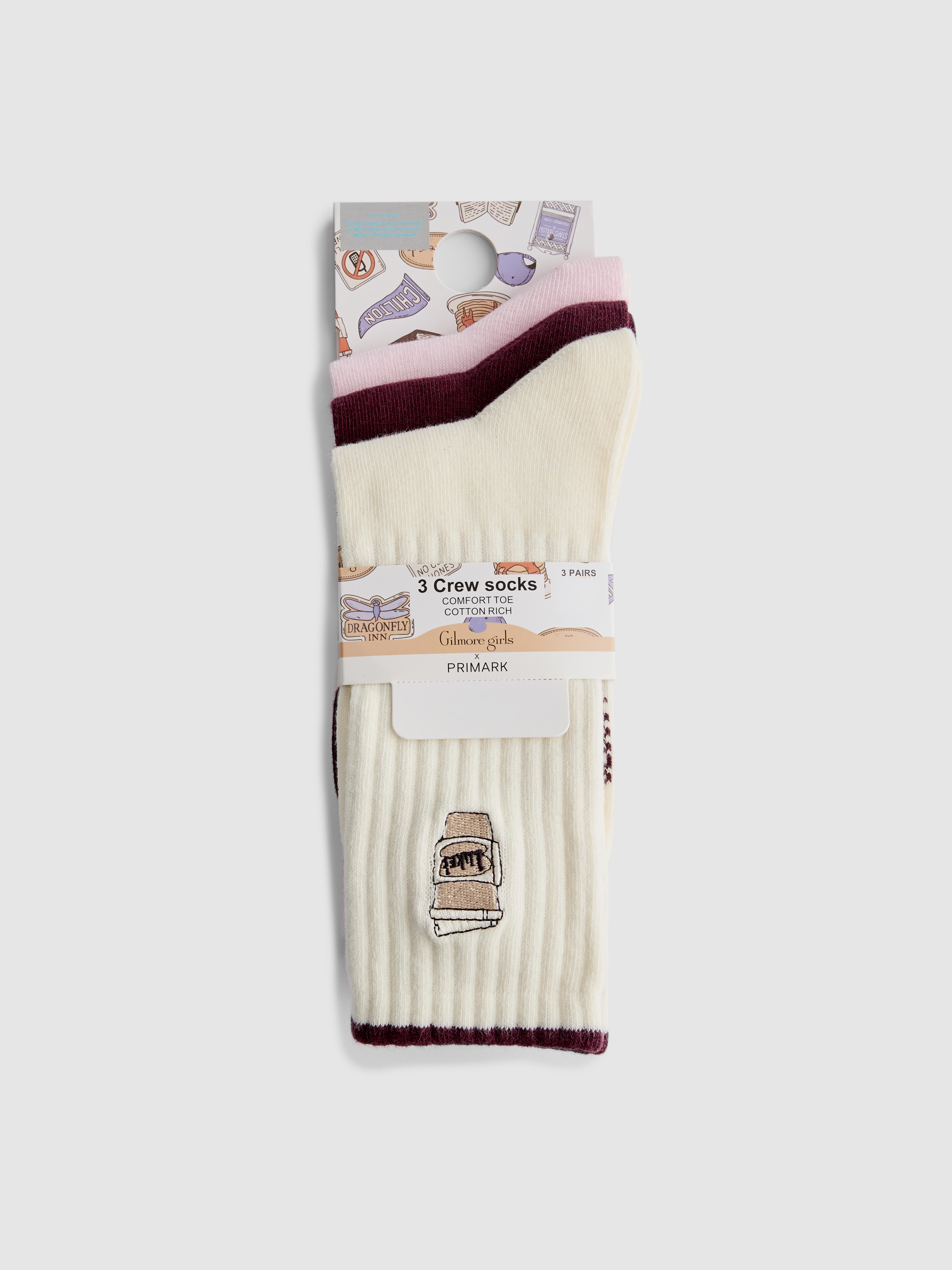 3pk Gilmore Girls Cotton Blend Crew Socks