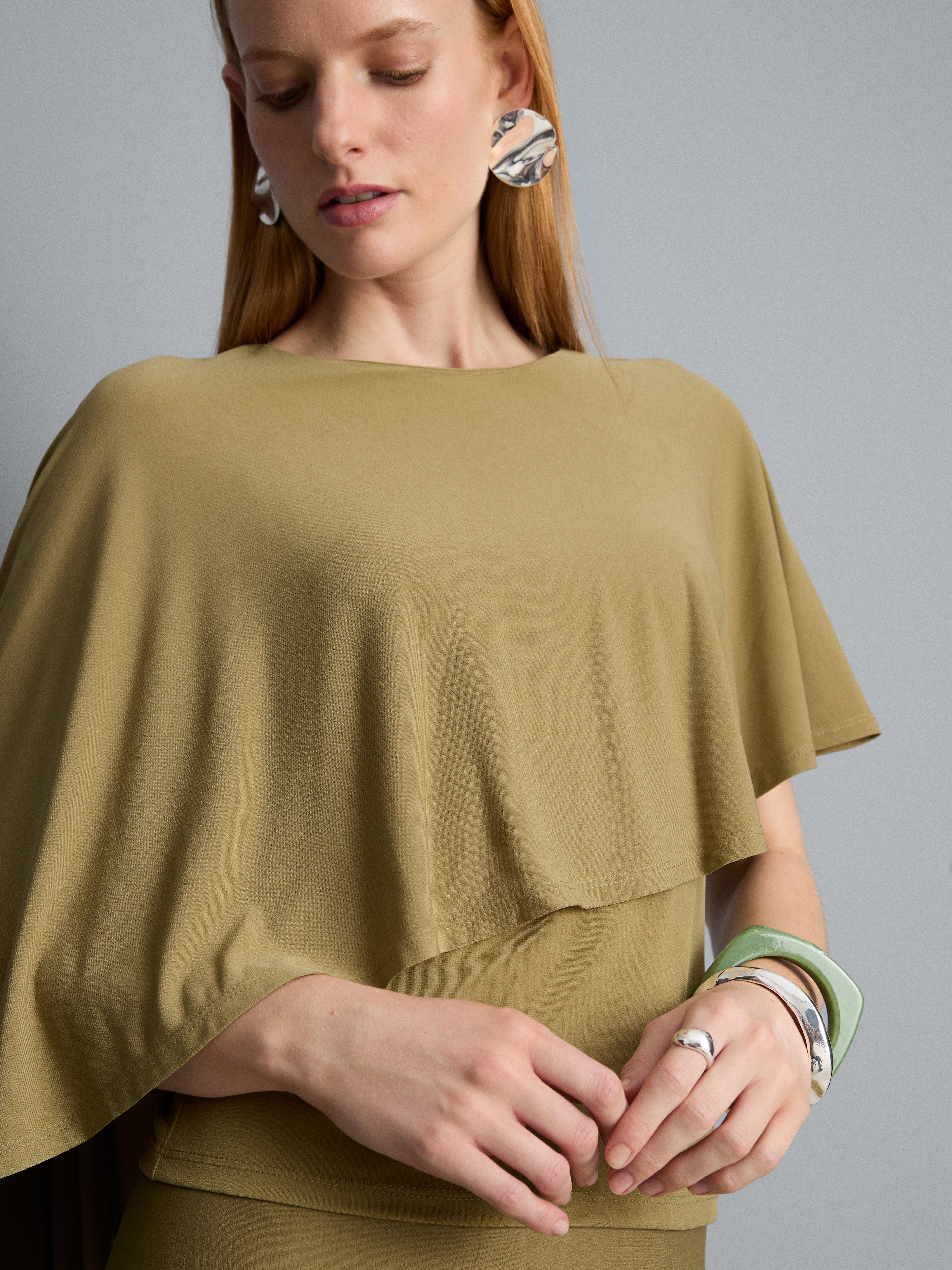 Asymmetric Jersey Cape Top