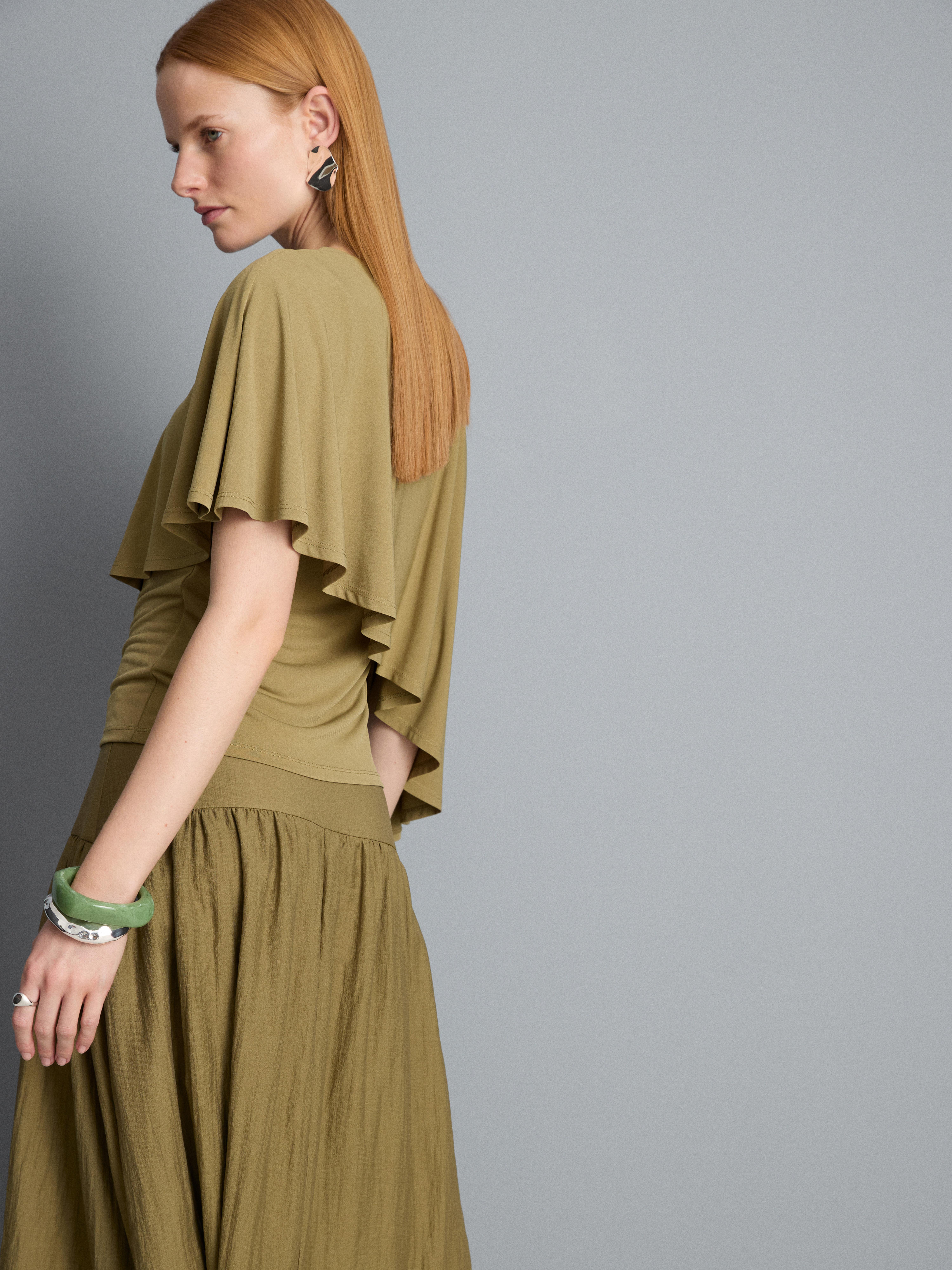 Asymmetric Jersey Cape Top