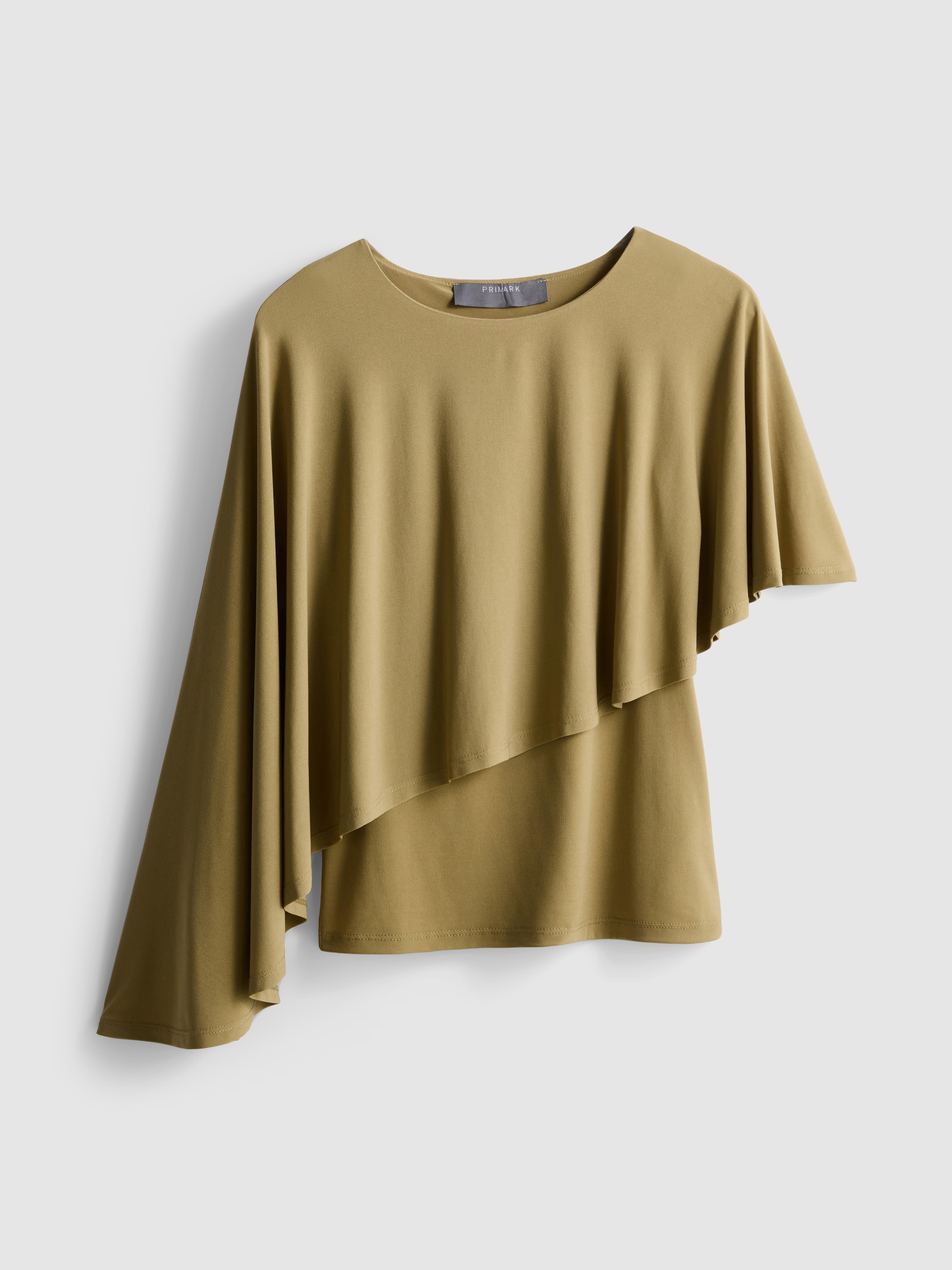Asymmetric Jersey Cape Top