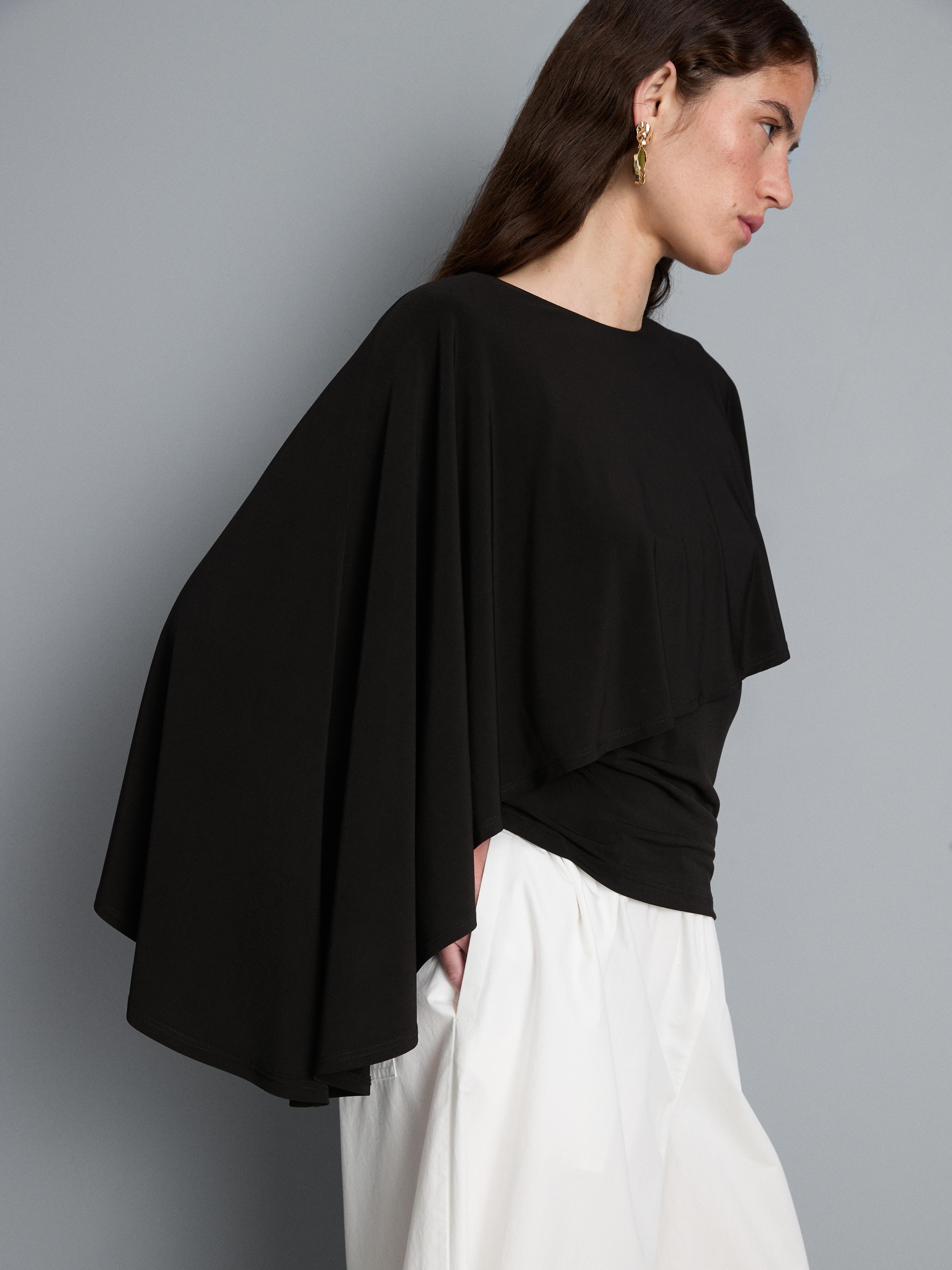 Asymmetric Jersey Cape Top