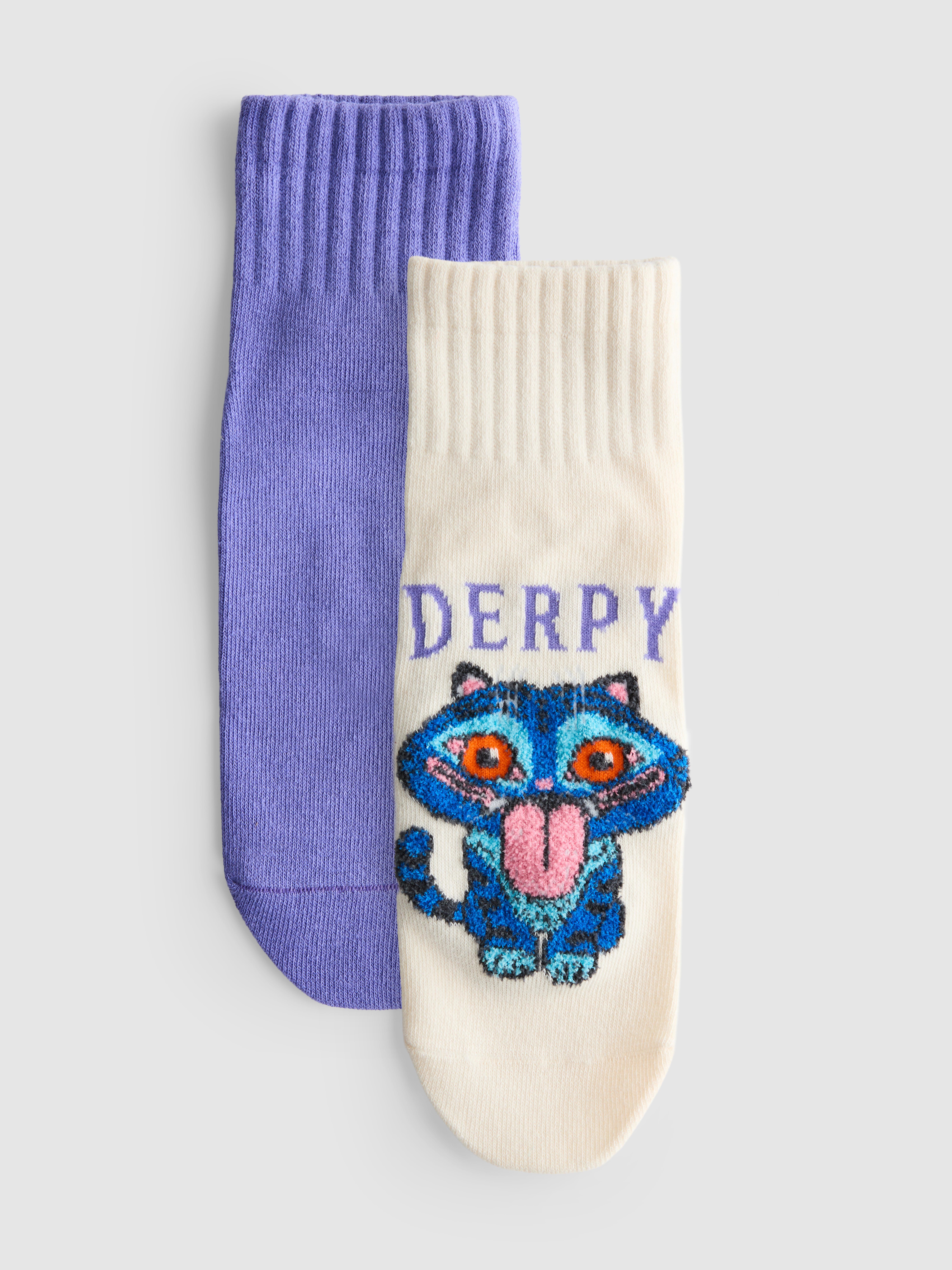 2pk Cotton Rich Derpy Character Socks