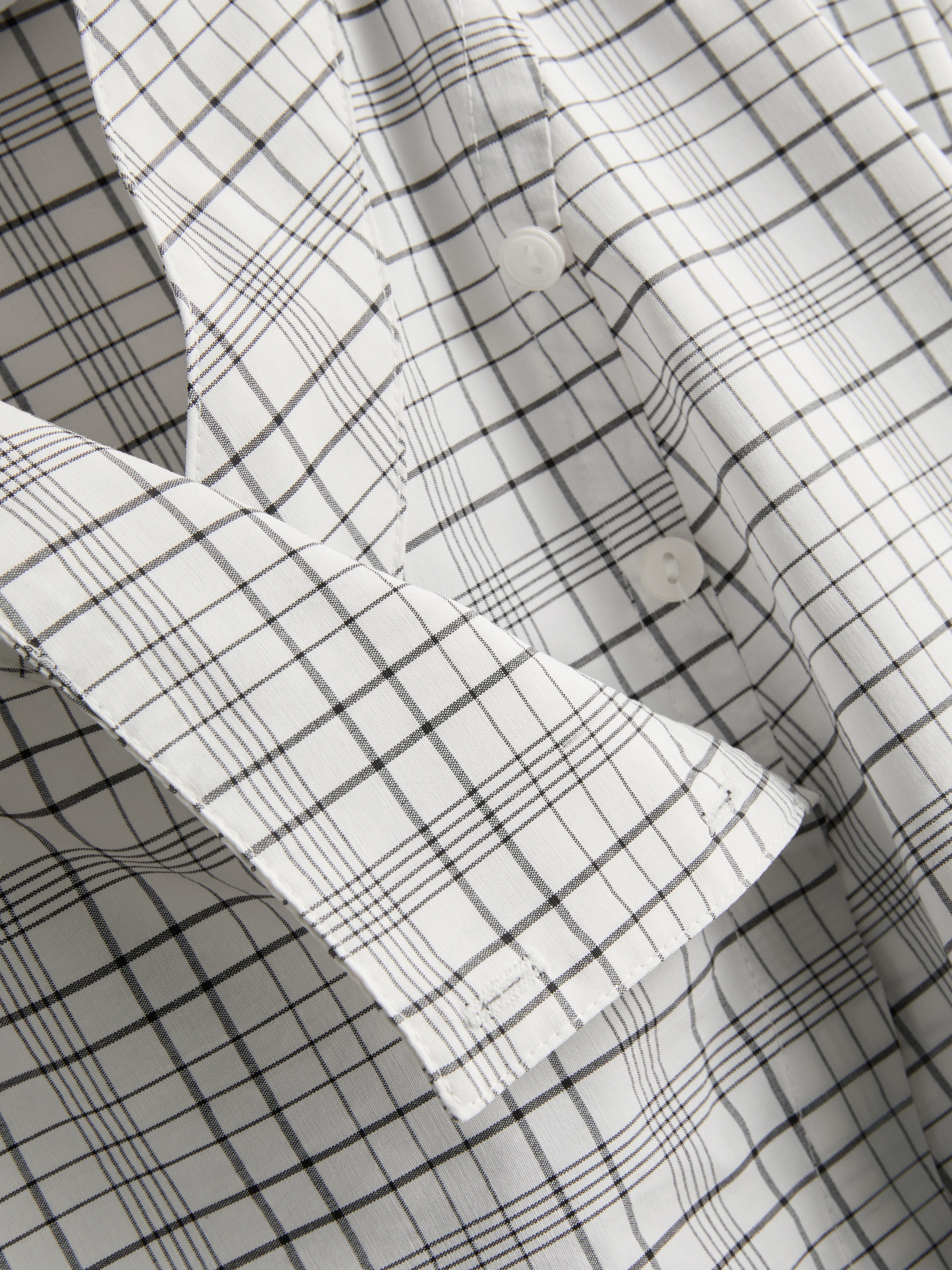 Cotton Rich Check High Neck Blouse